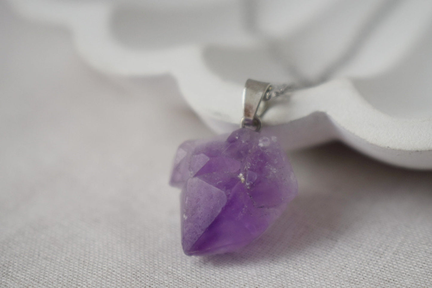 Natural Amethyst Nuggets Necklace, Gemstone pendant, Birthstone February, Handmade jewelry gift, Best unique gift