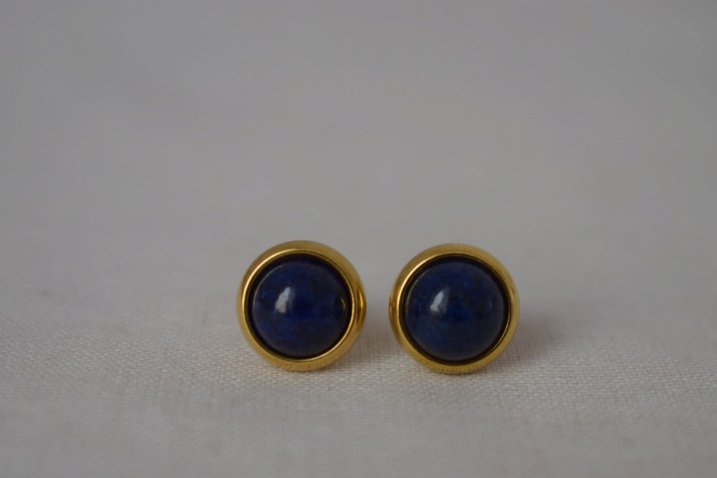 Lapis Stud Earrings Gold, Small Blue Lapis Earrings, Round, Minimalist, 8mm, Lapis Lazuli Jewelry, September Birthstone, Handmade Jewelry