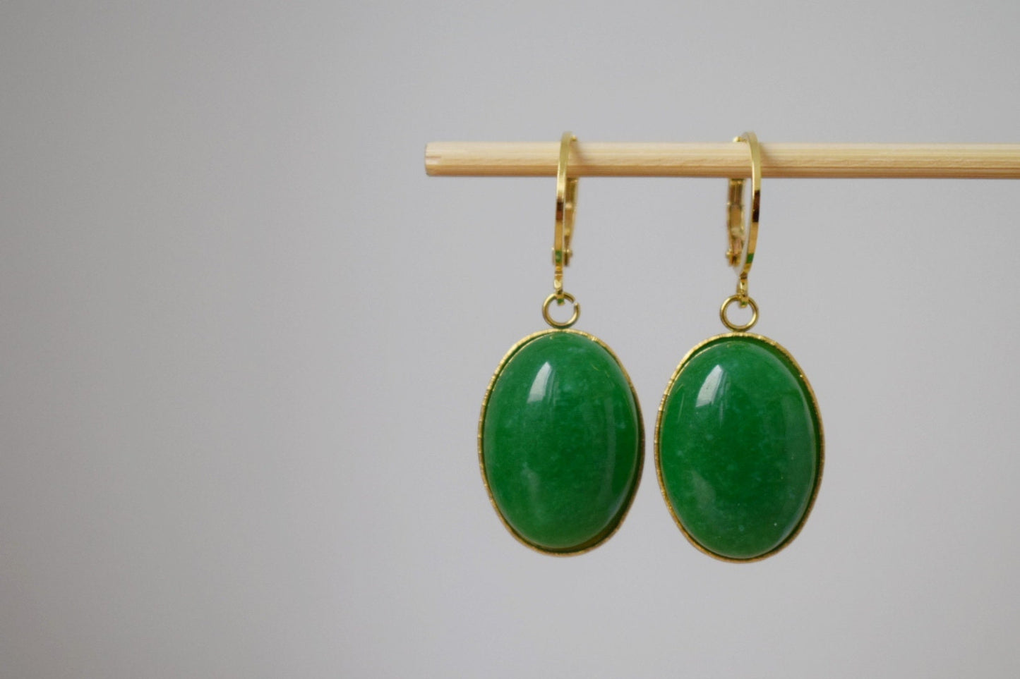Green jade earrings, Gemstone dangle hoops, Boho earrings, Handmade Jewelry, Christmas gifts, Earrings for women, Unique jewelry