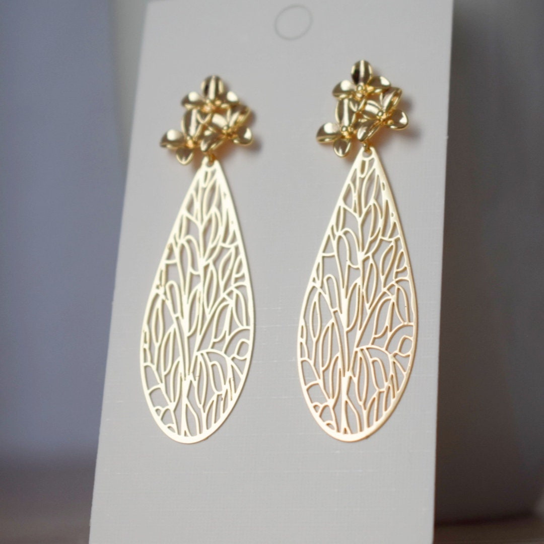 Ornament earrings for women, Teardrop flower studs, Boho chic earrings, filigree drop earrings, Unique Mandala jewelry, Christmas gift