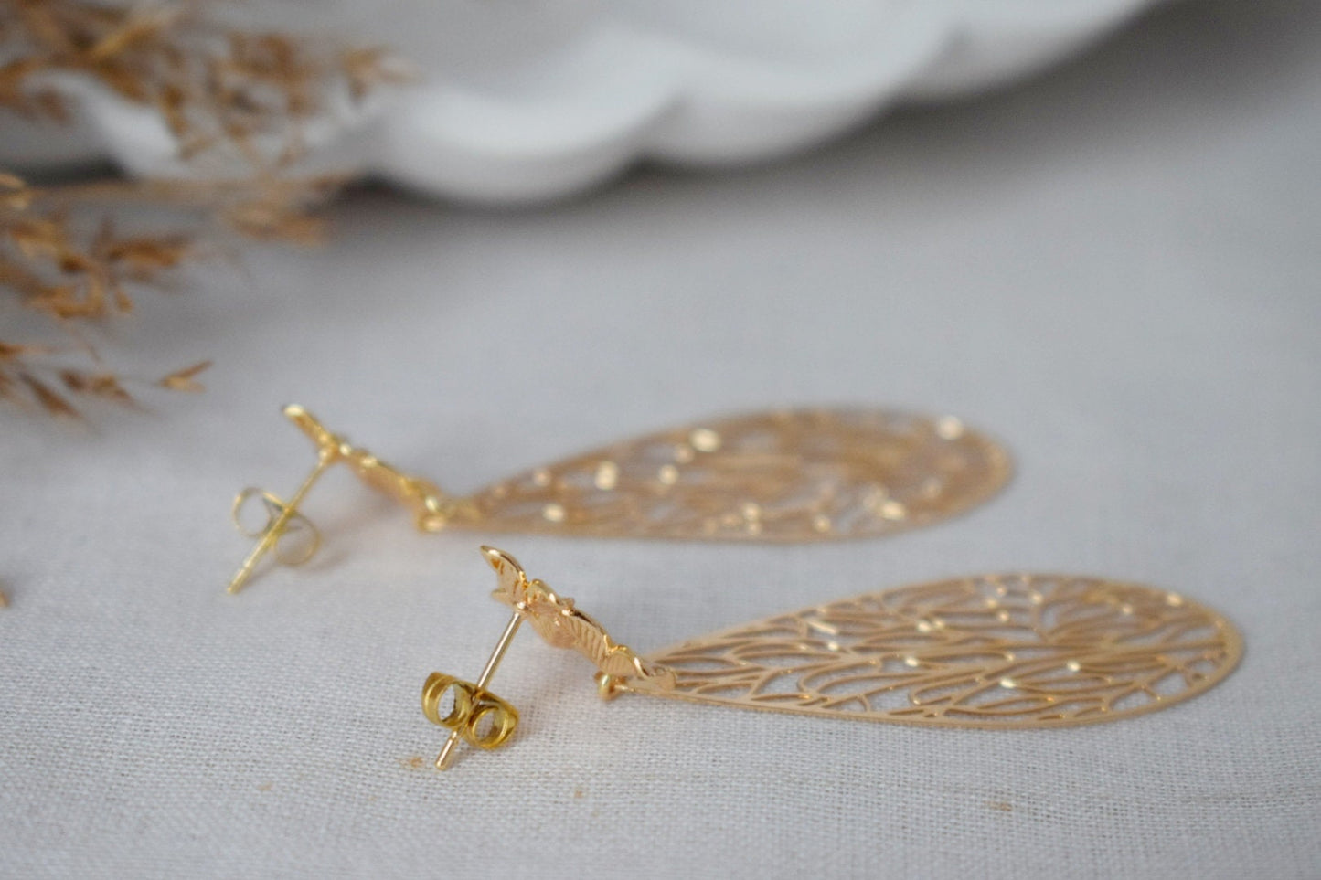 Ornament earrings for women, Teardrop flower studs, Boho chic earrings, filigree drop earrings, Unique Mandala jewelry, Christmas gift