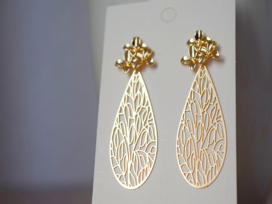 Ornament earrings for women, Teardrop flower studs, Boho chic earrings, filigree drop earrings, Unique Mandala jewelry, Christmas gift