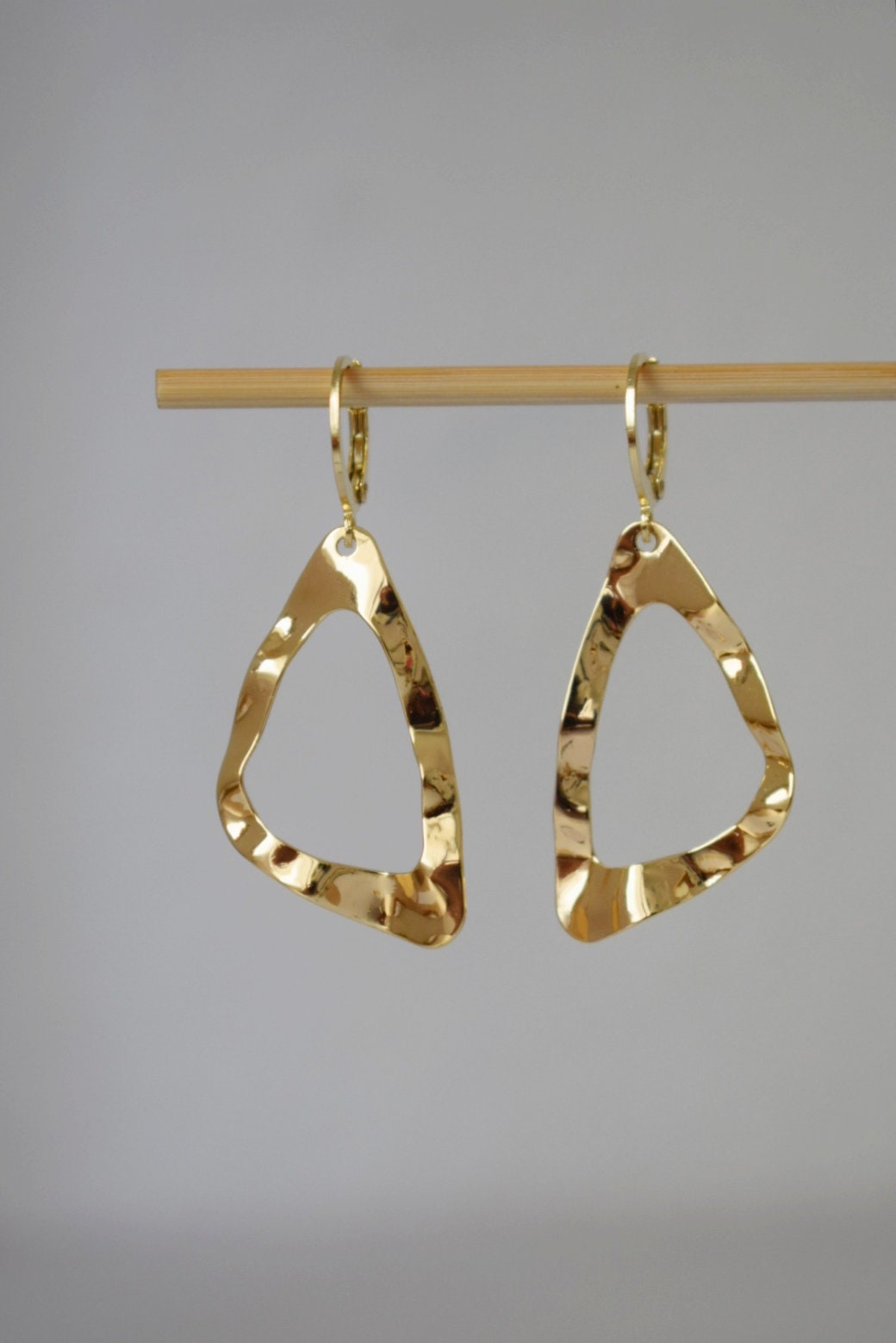 Triangle earrings hoops for women, Triangular gold earrings, Boho earrings, Lightweight earrings, Jewelry gift for her, Best gift for her