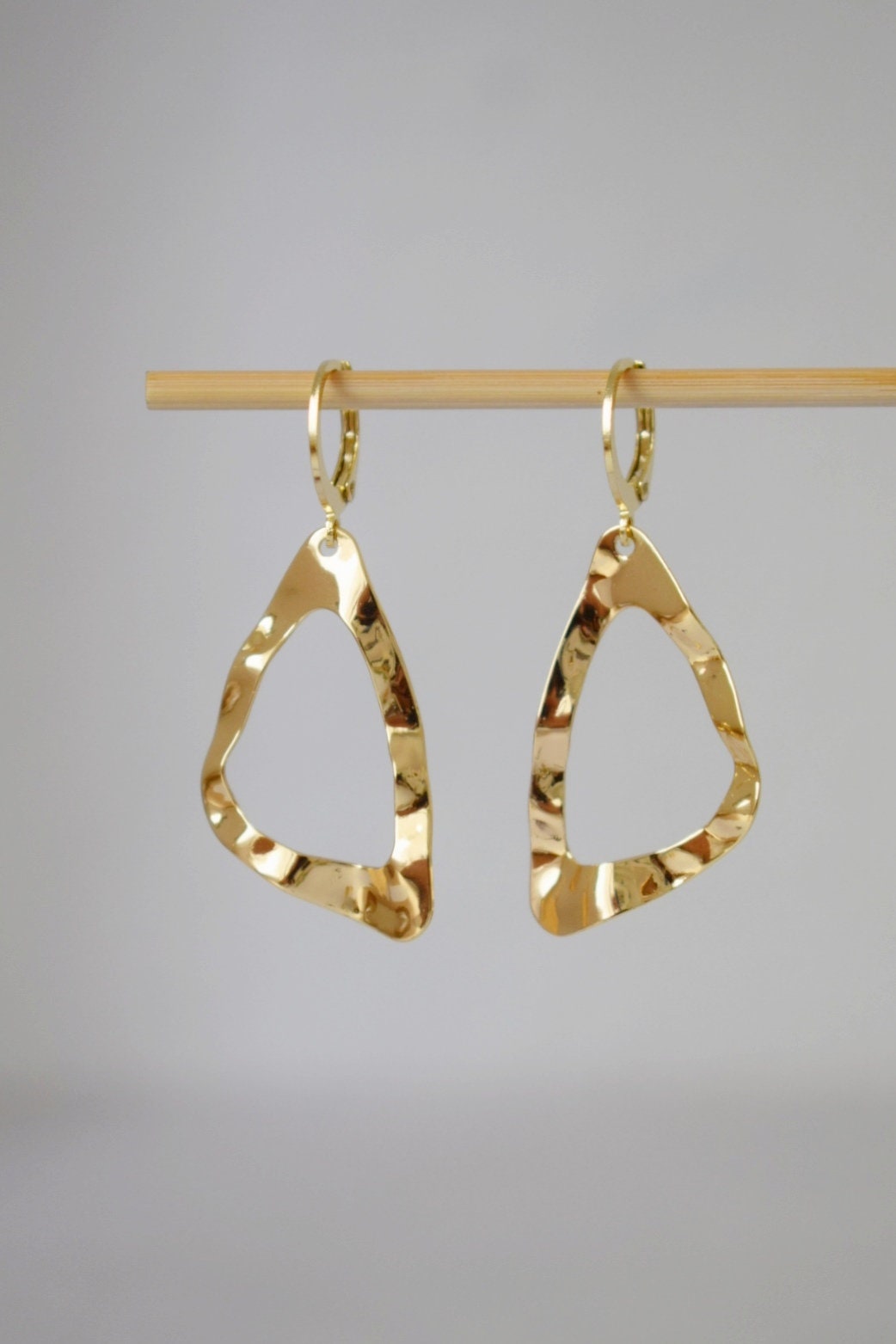Triangle earrings hoops for women, Triangular gold earrings, Boho earrings, Lightweight earrings, Jewelry gift for her, Best gift for her