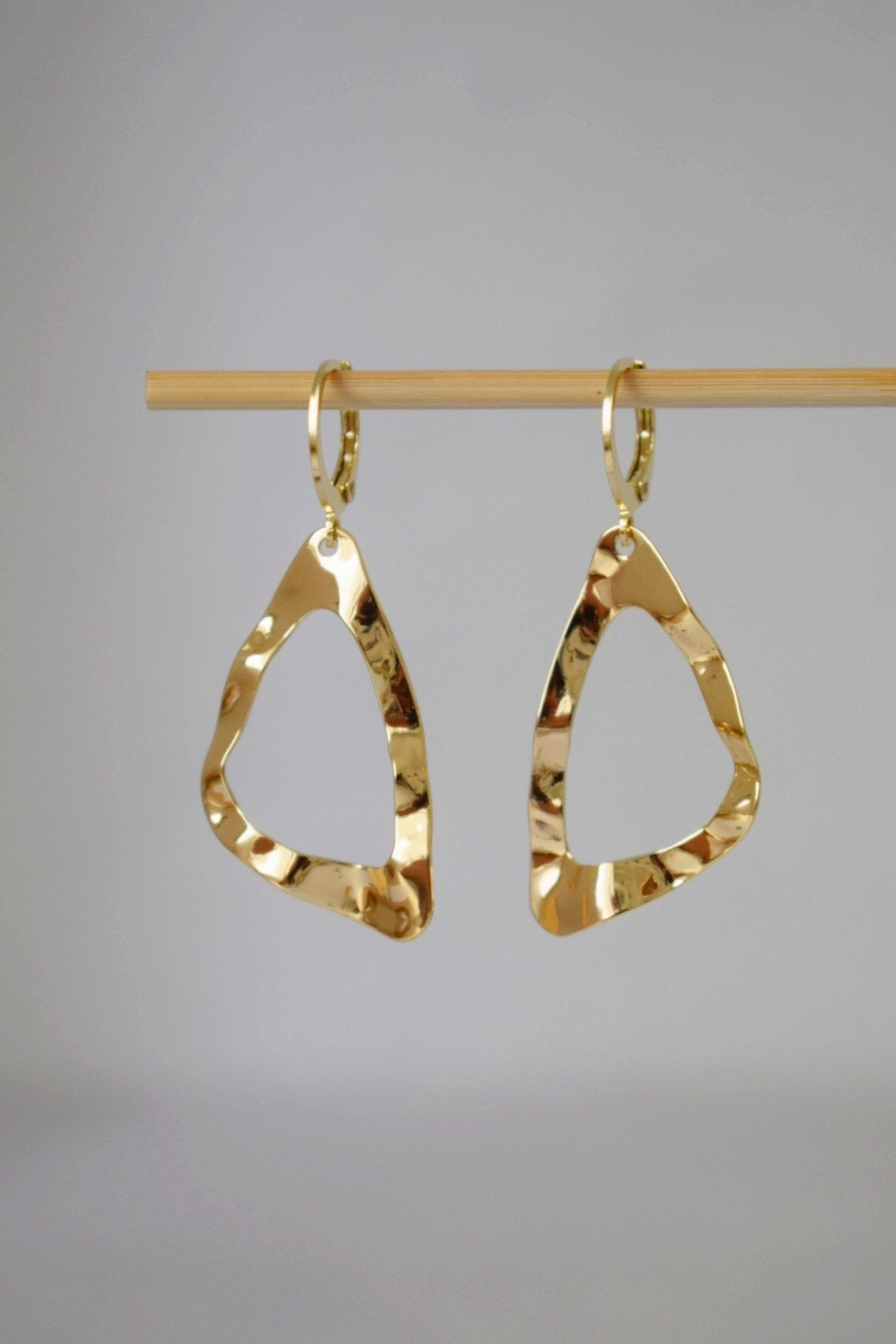 Triangle earrings hoops for women, Triangular gold earrings, Boho earrings, Lightweight earrings, Jewelry gift for her, Best gift for her