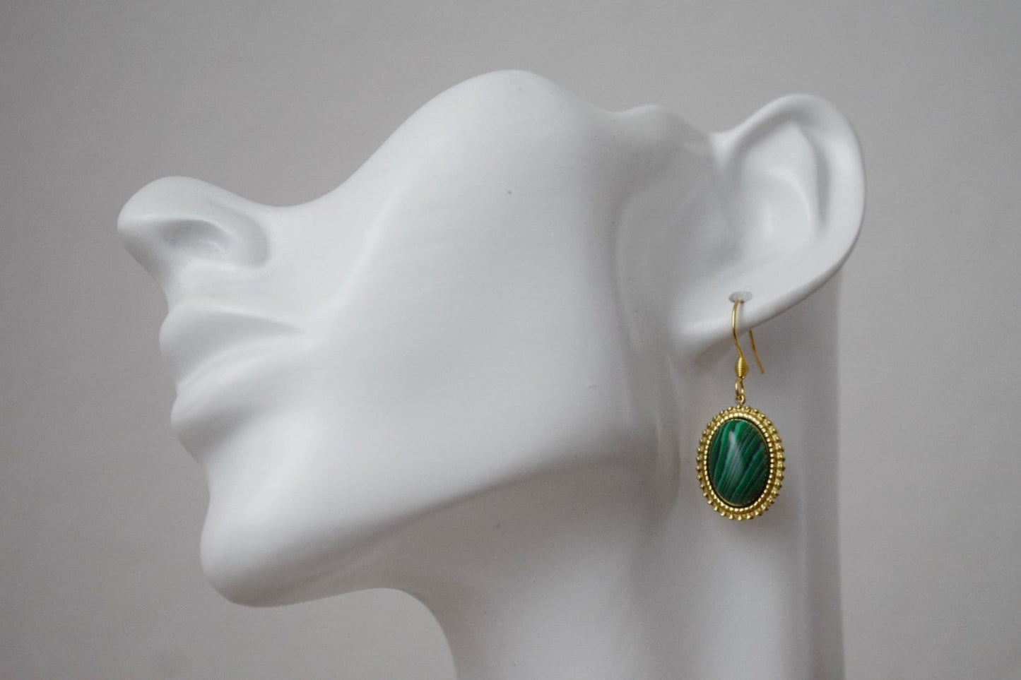 Malachite Dangle Earrings, Ornamental Gemstone Pendant, Green Handmade Jewelry, Unique Boho Earrings, Best Valentine's Day Gift For Her