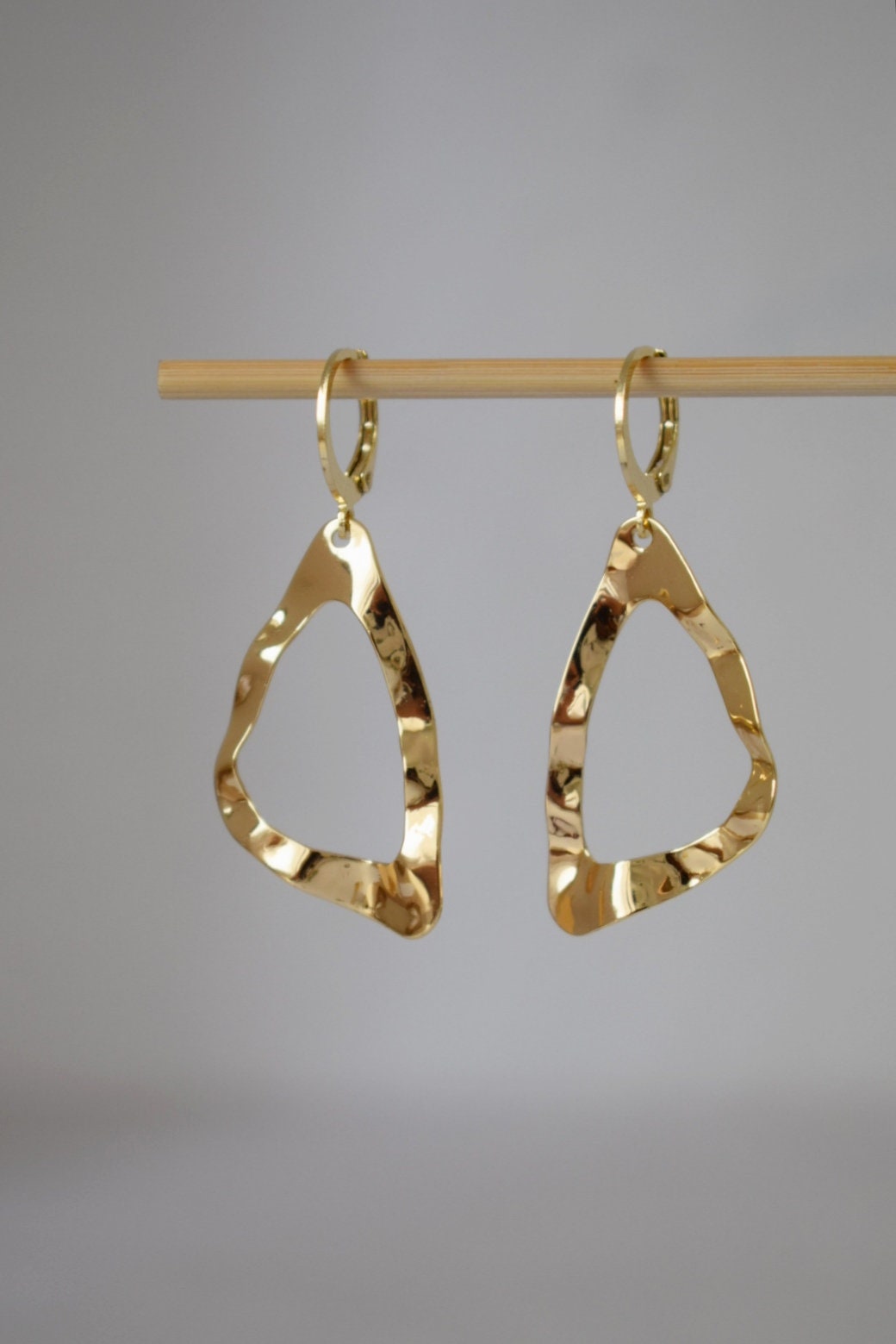 Triangle earrings hoops for women, Triangular gold earrings, Boho earrings, Lightweight earrings, Jewelry gift for her, Best gift for her