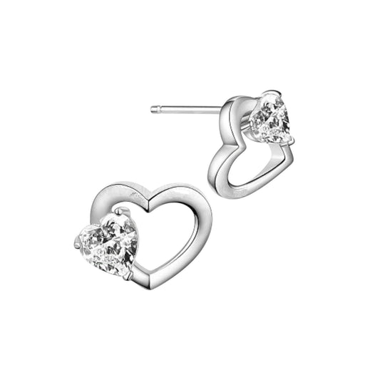 Open Heart Stud Earrings • Sterling Silver Zirconia Lightweight Earrings • Minimalist Jewelry • Best Gift For Her • Christmas Present