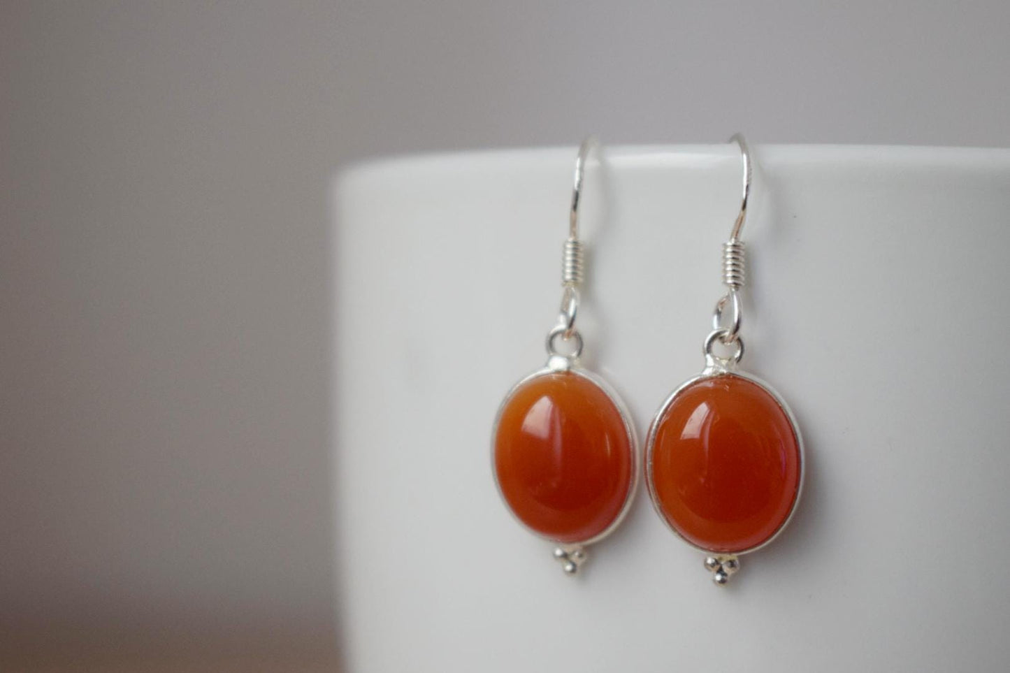 Carnelian earrings sterling silver, Gemstone, Small oval dangle earrings, Ornament earrings, 925 silver handmade jewelry, Unique gift