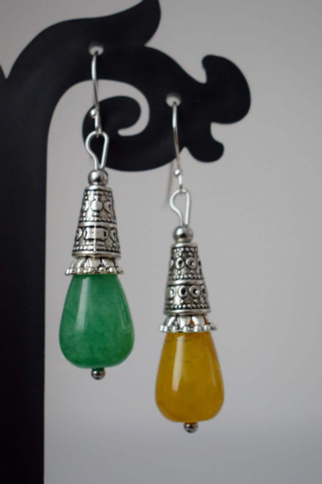 Carnelian teardrop earrings, Boho red gemstone earrings, Vintage dangle and drop earrings, Sterling silver earring hooks, Jewelry gift her