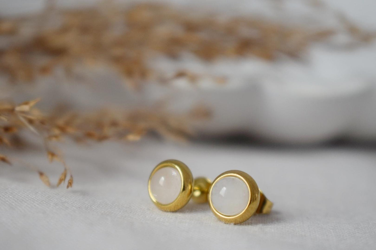 Mini quartz stud earrings, 6mm Gemstone gold earrings, Small post earrings, Push back earrings, Minimalist jewelry, Handmade gift for her