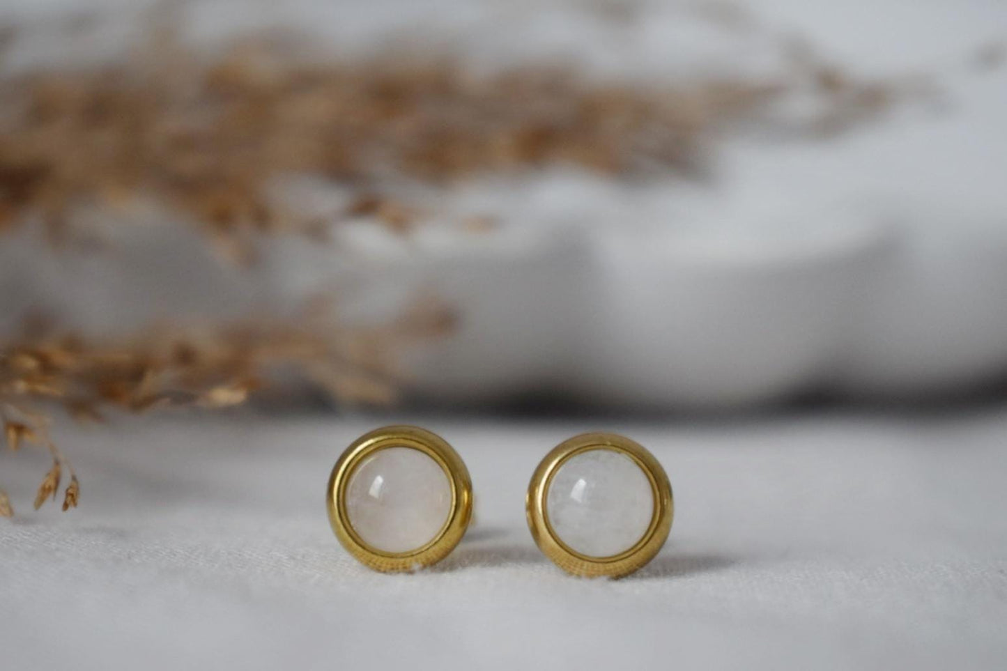 Mini quartz stud earrings, 6mm Gemstone gold earrings, Small post earrings, Push back earrings, Minimalist jewelry, Handmade gift for her