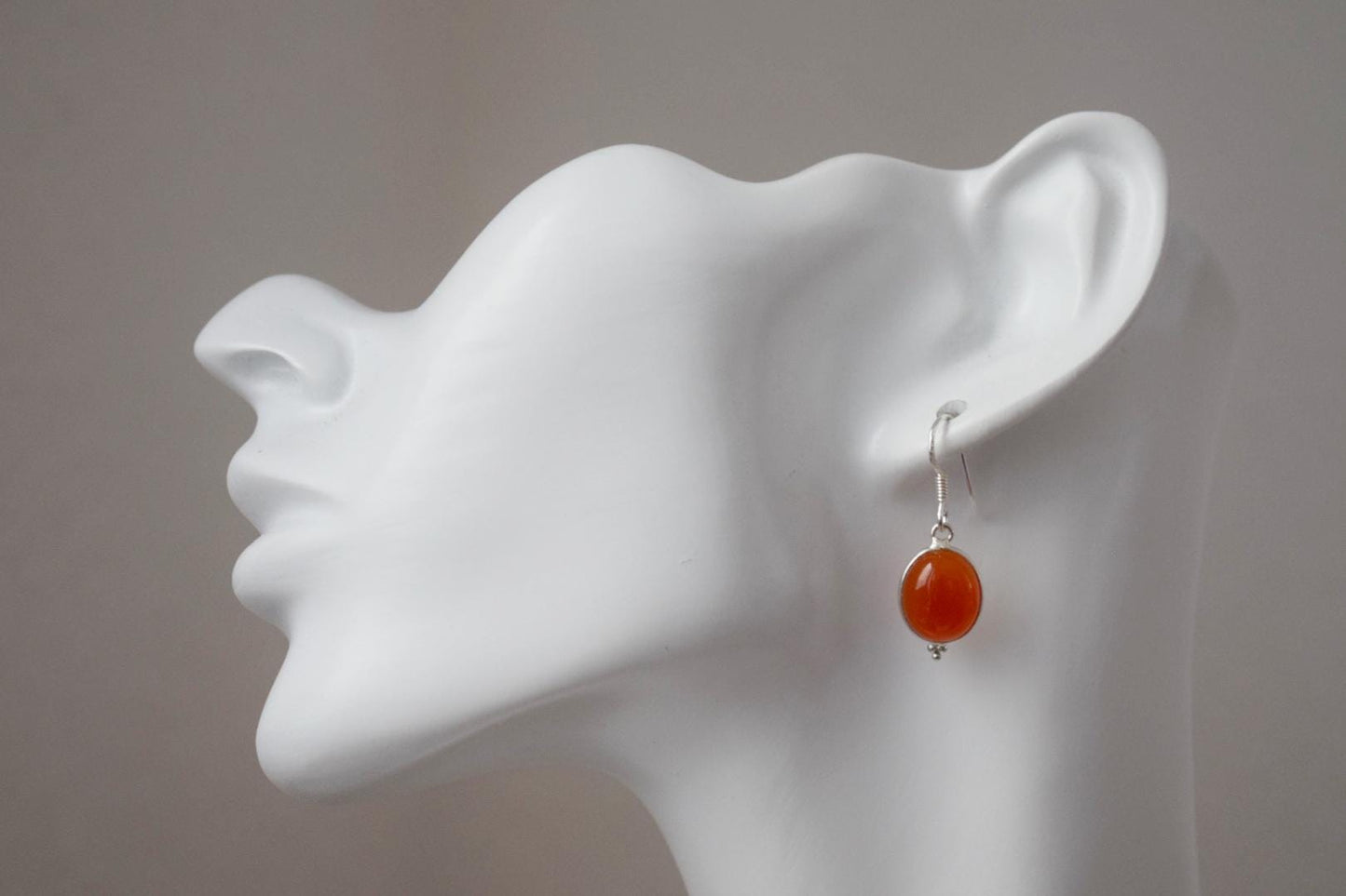 Carnelian earrings sterling silver, Gemstone, Small oval dangle earrings, Ornament earrings, 925 silver handmade jewelry, Unique gift