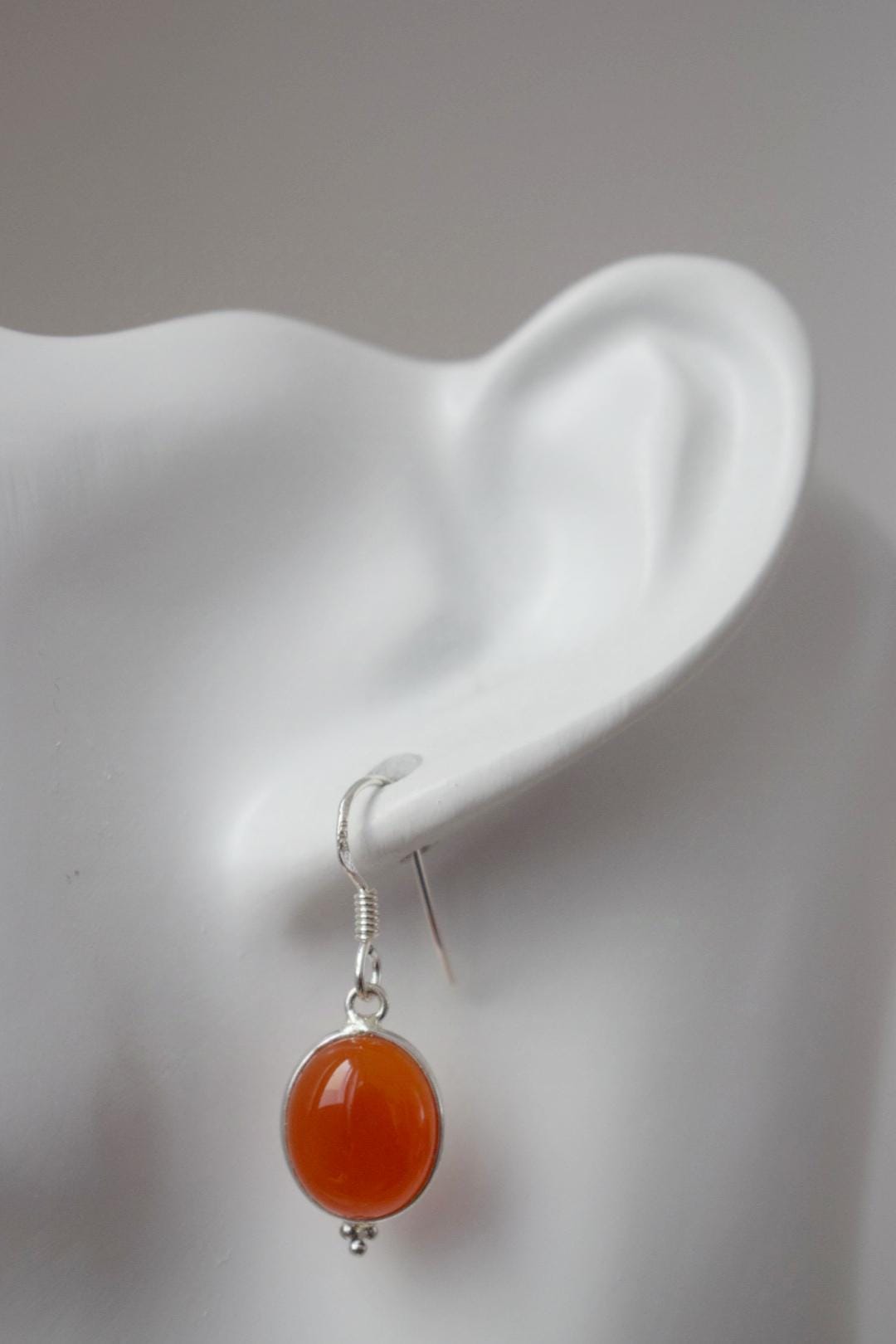 Carnelian earrings sterling silver, Gemstone, Small oval dangle earrings, Ornament earrings, 925 silver handmade jewelry, Unique gift