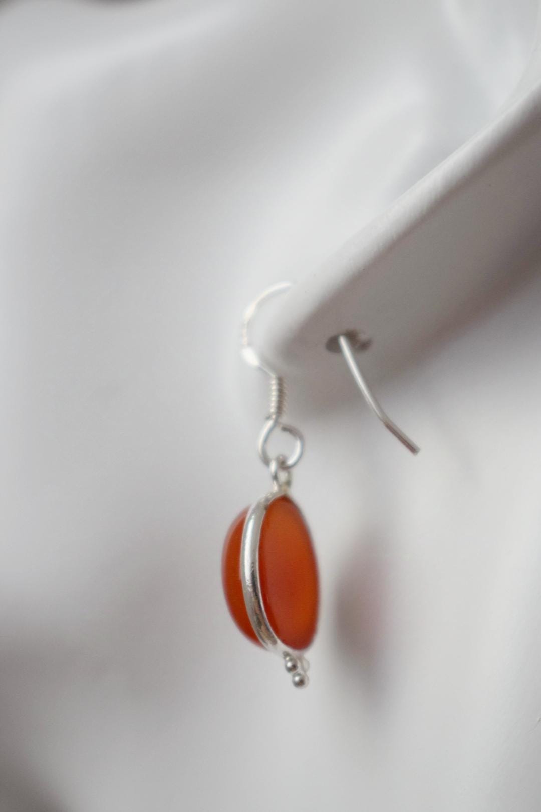 Carnelian earrings sterling silver, Gemstone, Small oval dangle earrings, Ornament earrings, 925 silver handmade jewelry, Unique gift
