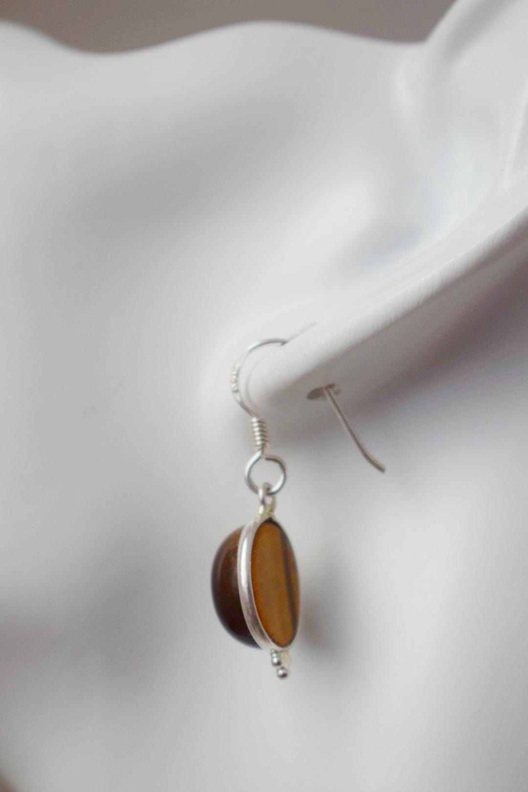 Tiger eye sterling silver earrings, Teardrop gemstone dangle earrings, Tiger's eye natural stone, Unique jewelry, Best christmas gift her