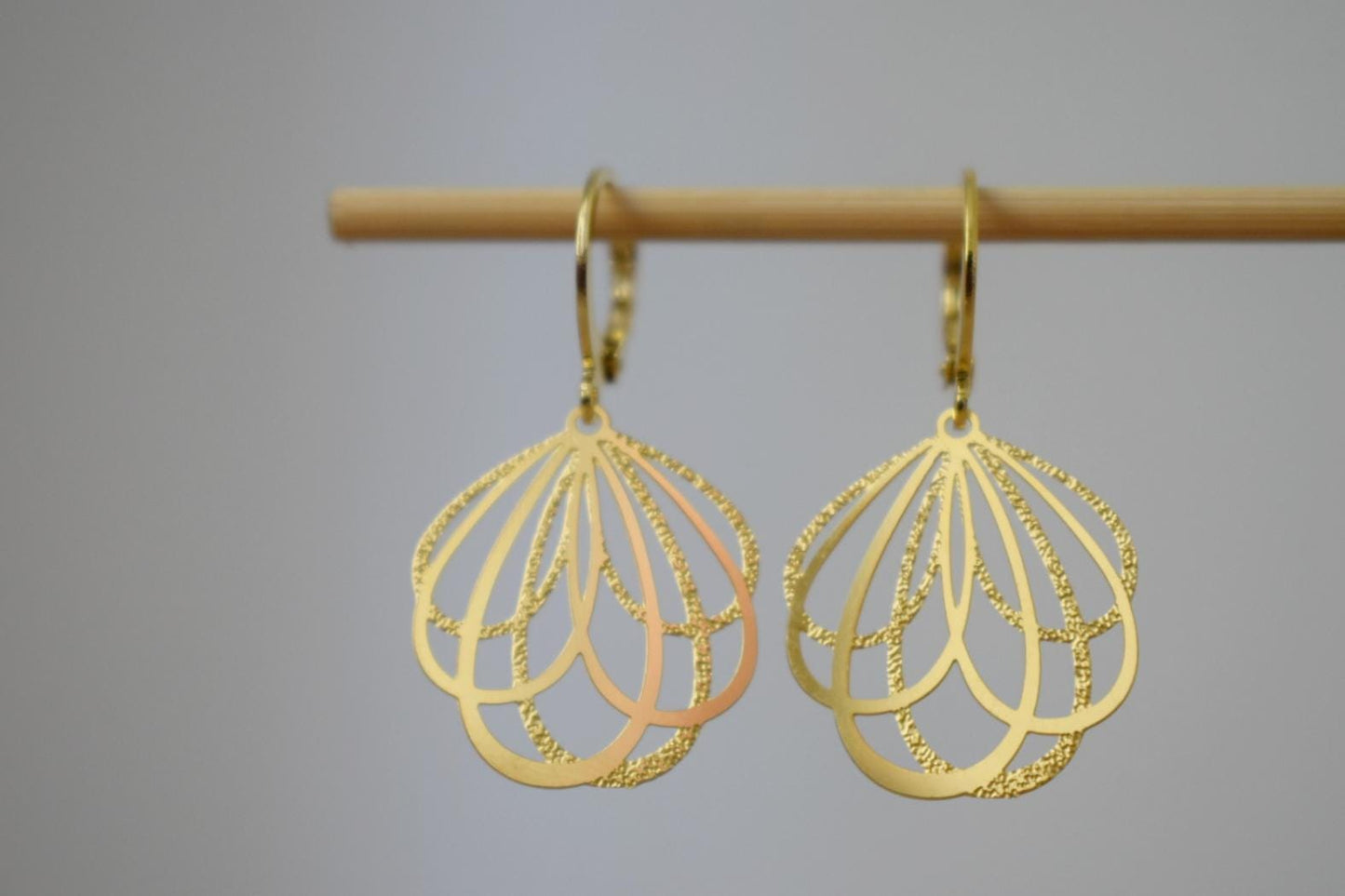 Minimalist Gold Plated Drop Earrings, Lightweight Filigree Leaf Design, Elegant Modern Jewelry for Women, Everyday or Special Occasion Gift
