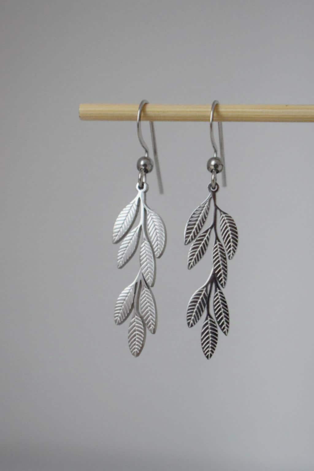 Leaf Earrings for women, Surgical stainless steel dangle earrings, Boho statement earrings, Lightweight jewelry, Best gift for her