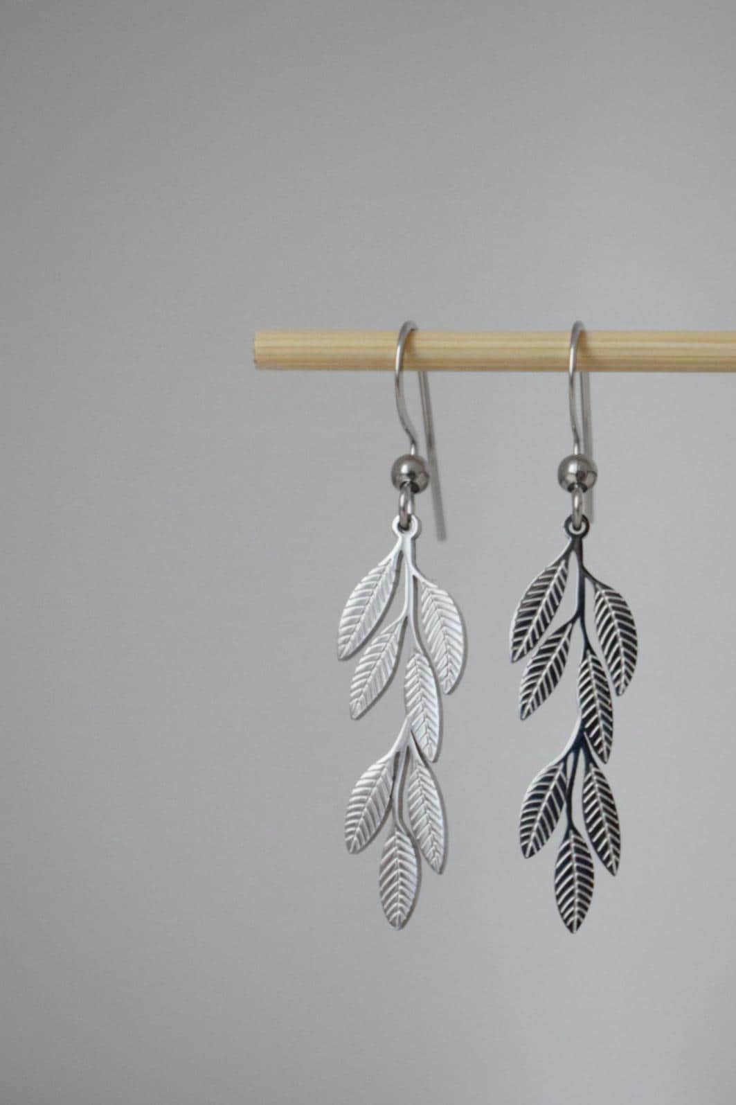 Leaf Earrings for women, Surgical stainless steel dangle earrings, Boho statement earrings, Lightweight jewelry, Best gift for her