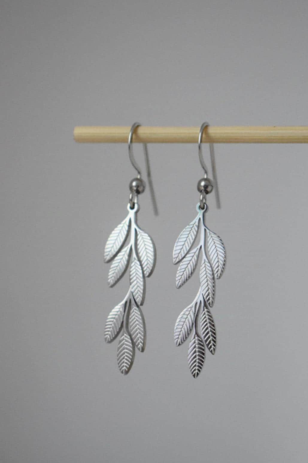 Leaf Earrings for women, Surgical stainless steel dangle earrings, Boho statement earrings, Lightweight jewelry, Best gift for her