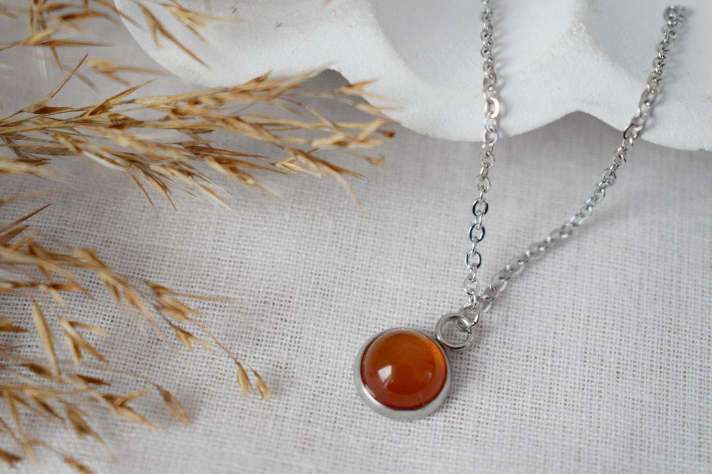Red Agate Necklace, Simple Gemstone Pendant Necklace, Mini gemstone red necklace, Red agate jewelry, Handmade jewelry, Gift for her