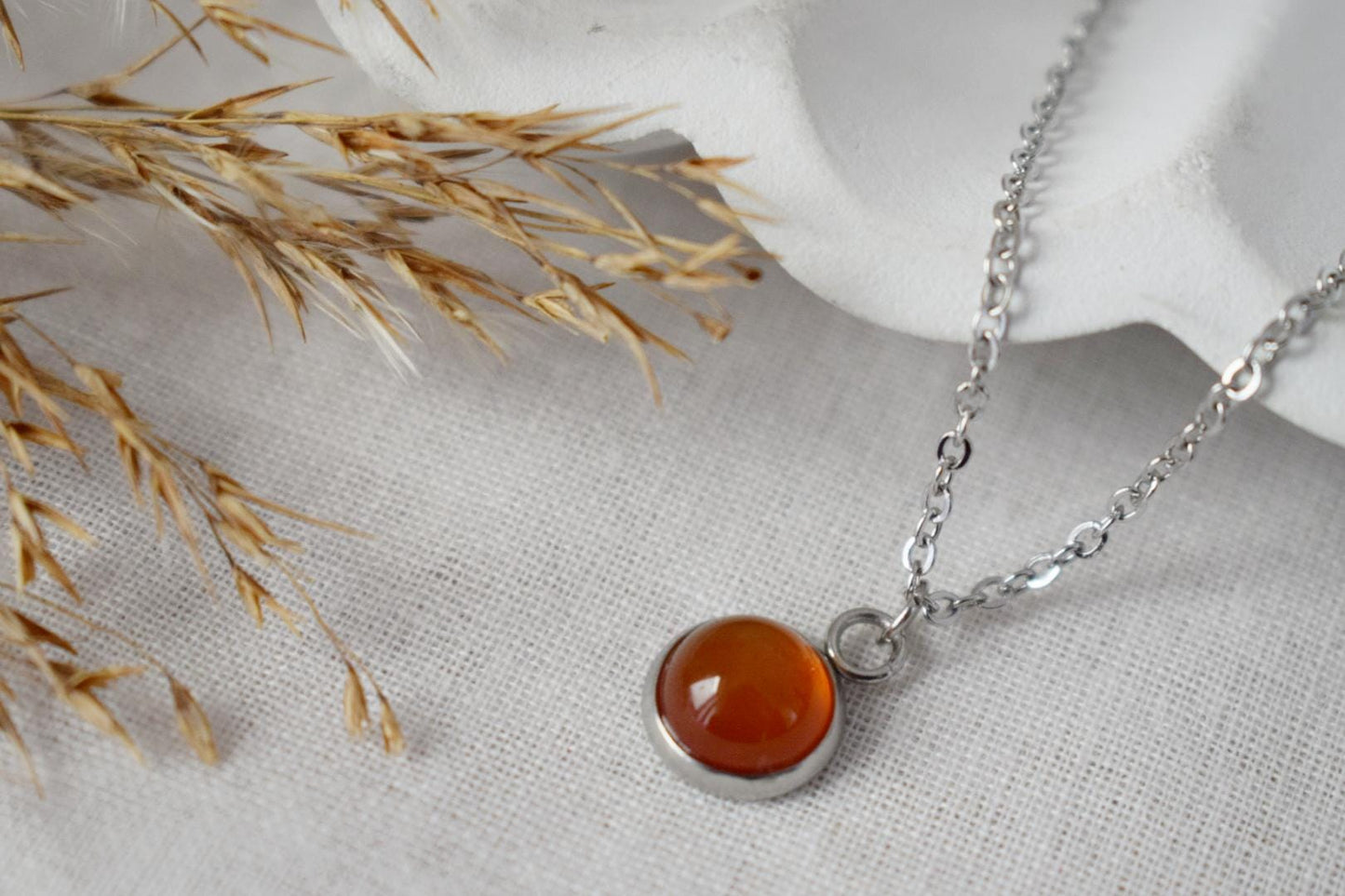 Red Agate Necklace, Simple Gemstone Pendant Necklace, Mini gemstone red necklace, Red agate jewelry, Handmade jewelry, Gift for her