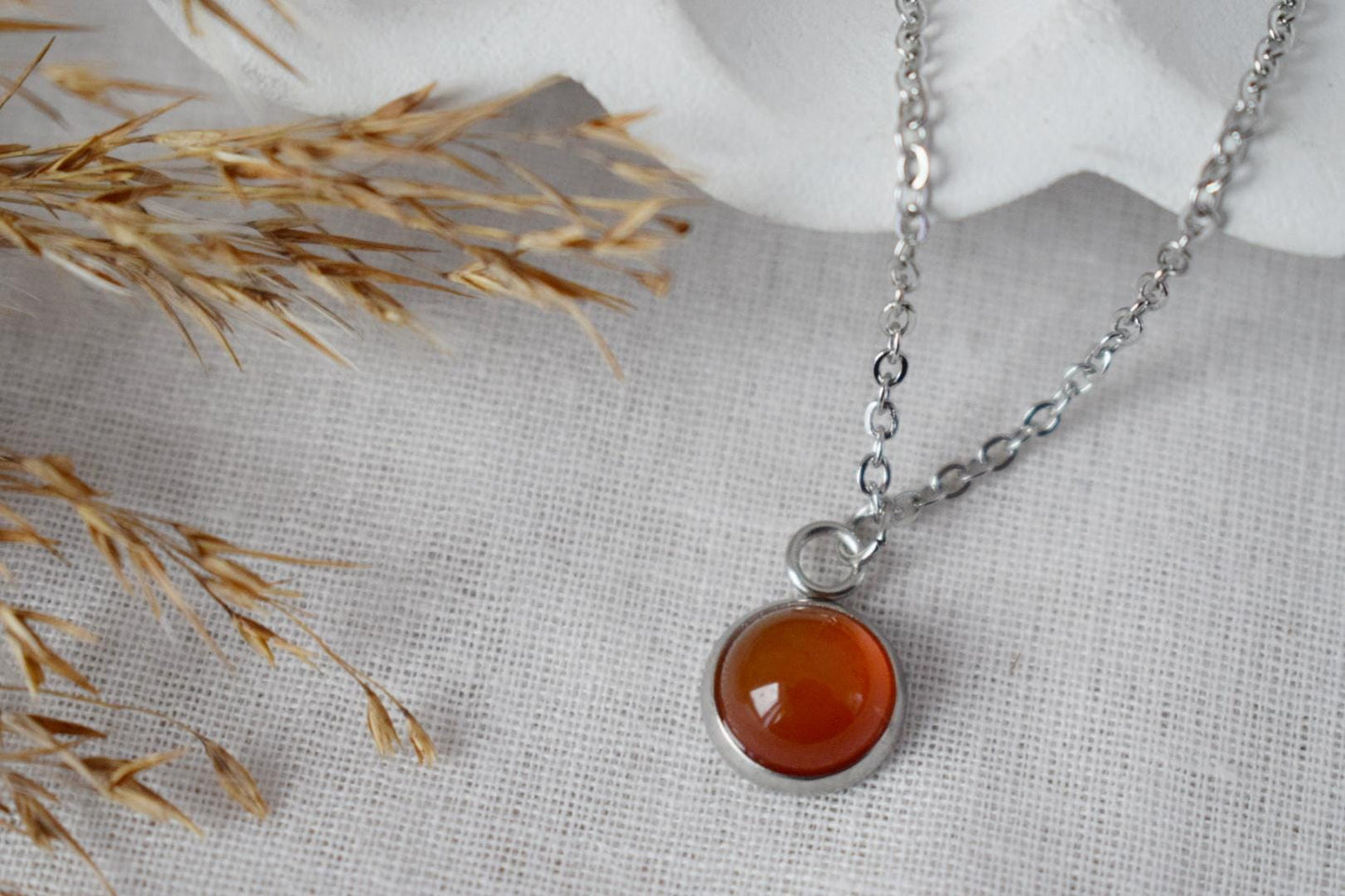 Red Agate Necklace, Simple Gemstone Pendant Necklace, Mini gemstone red necklace, Red agate jewelry, Handmade jewelry, Gift for her