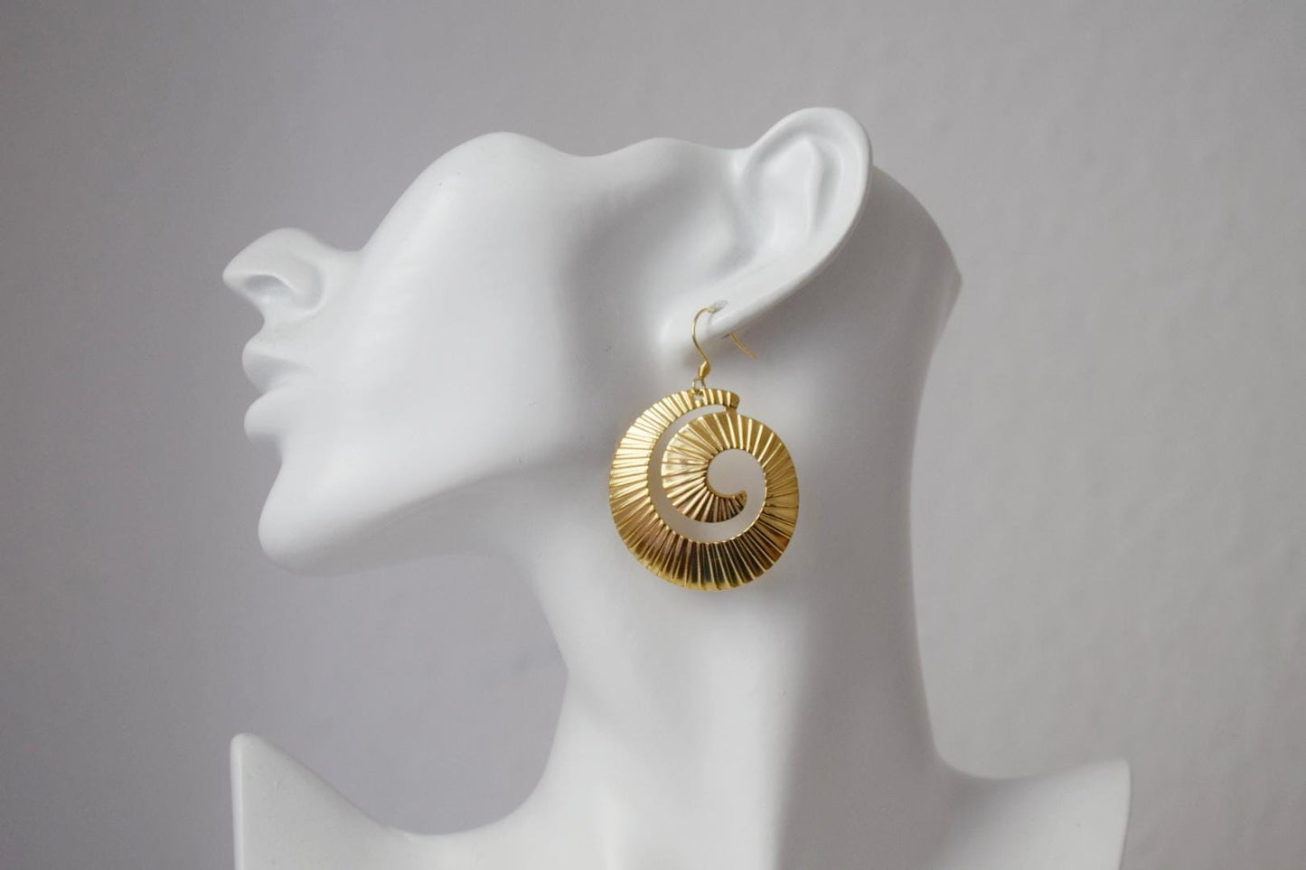 Spiral dangle earrings for women, Long statement vortex earrings, 18k gold plated stainless steel, Boho jewelry, Unique gift for her