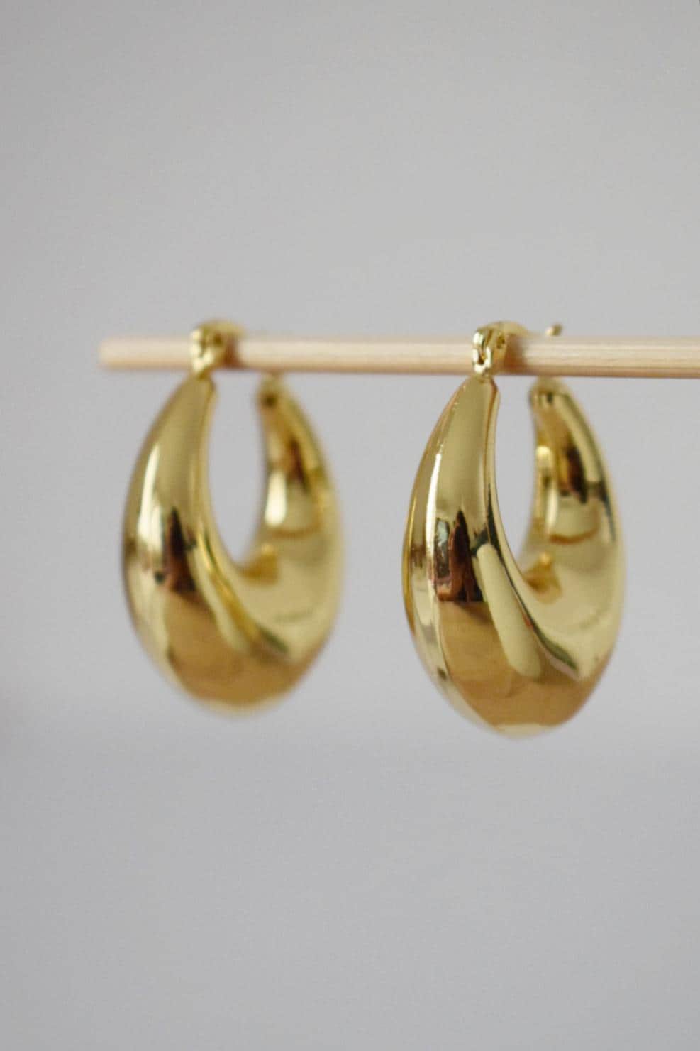 Chunky hoop earrings, Teardrop large wide hoops earrings, 18k gold plated hoop earrings, Statement Hoops, Modern earrings, Gift for her