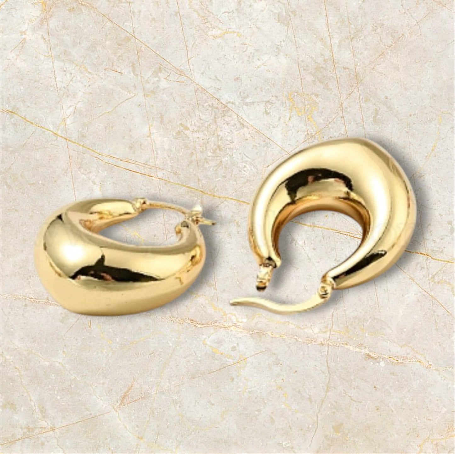 Chunky hoop earrings, Teardrop large wide hoops earrings, 18k gold plated hoop earrings, Statement Hoops, Modern earrings, Gift for her