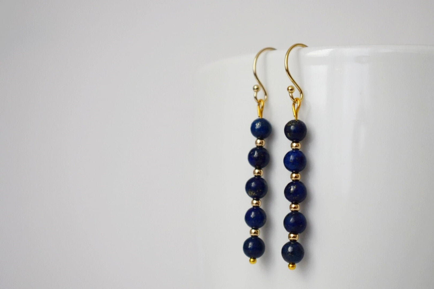 Lapis lazuli gold earrings, Lapis dangle earrings, Gemstone dainty earrings, Stone earrings, Dark Blue, Lapis lazuli jewelry, Gift for women
