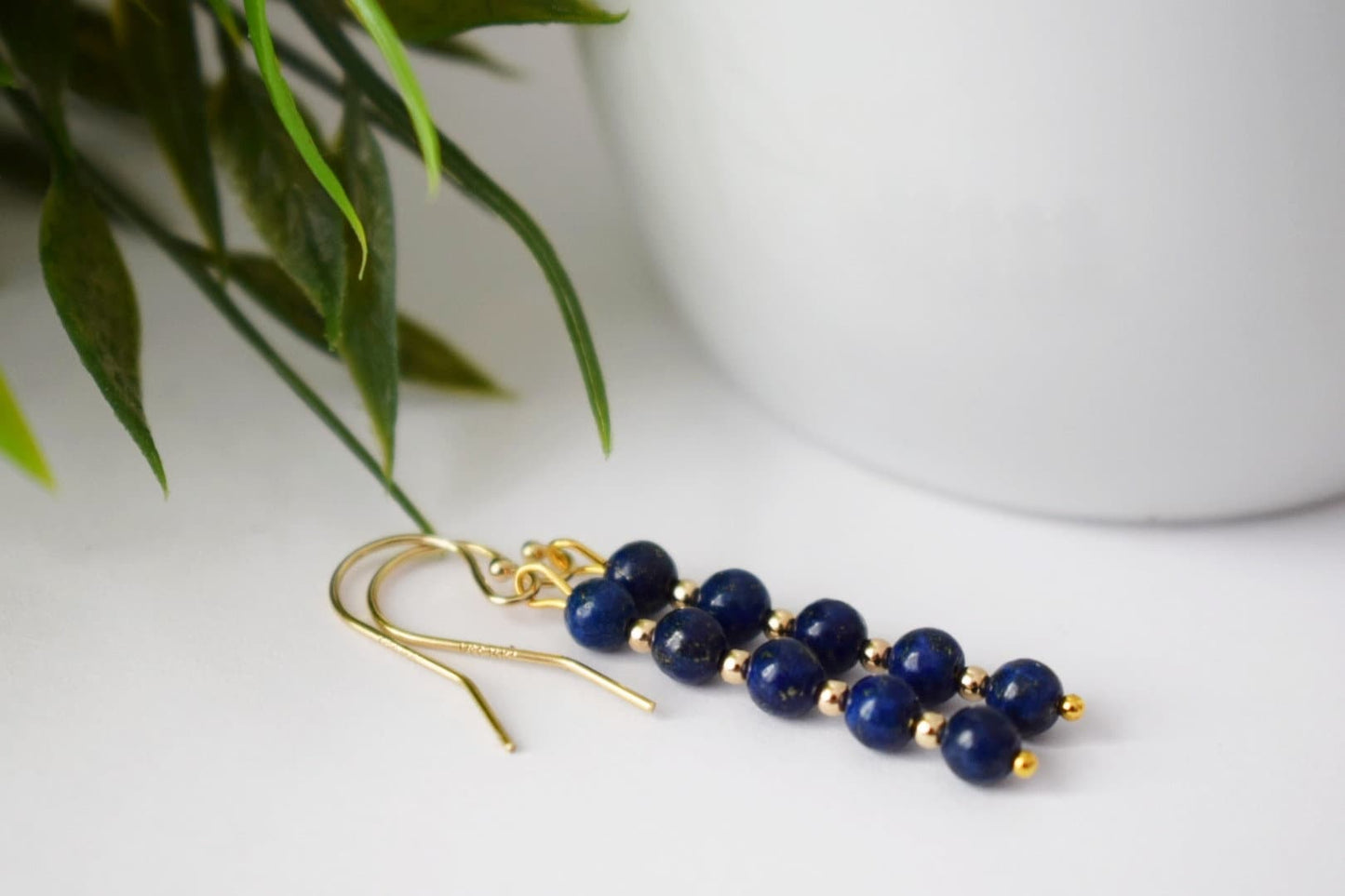 Lapis lazuli gold earrings, Lapis dangle earrings, Gemstone dainty earrings, Stone earrings, Dark Blue, Lapis lazuli jewelry, Gift for women