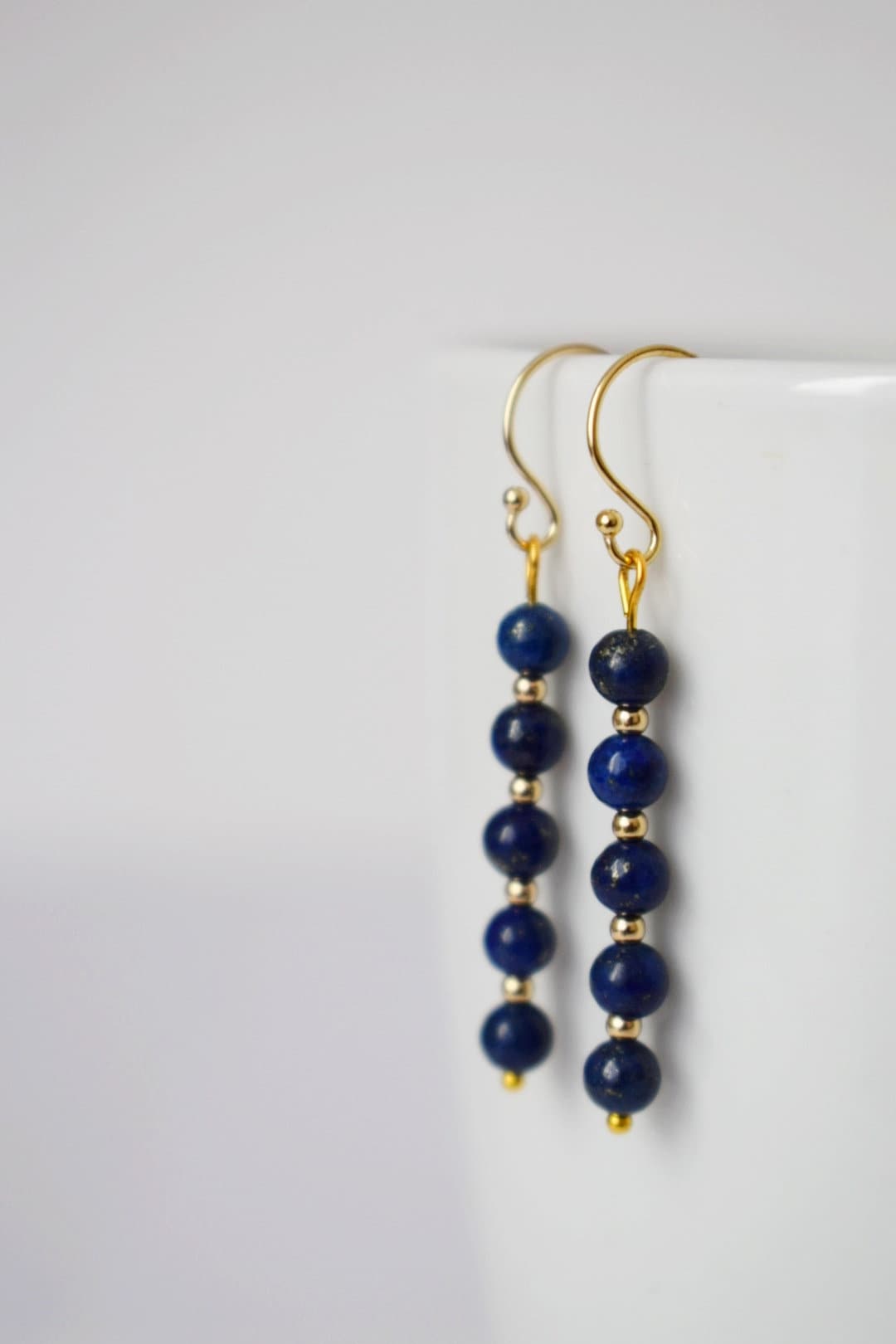 Lapis lazuli gold earrings, Lapis dangle earrings, Gemstone dainty earrings, Stone earrings, Dark Blue, Lapis lazuli jewelry, Gift for women