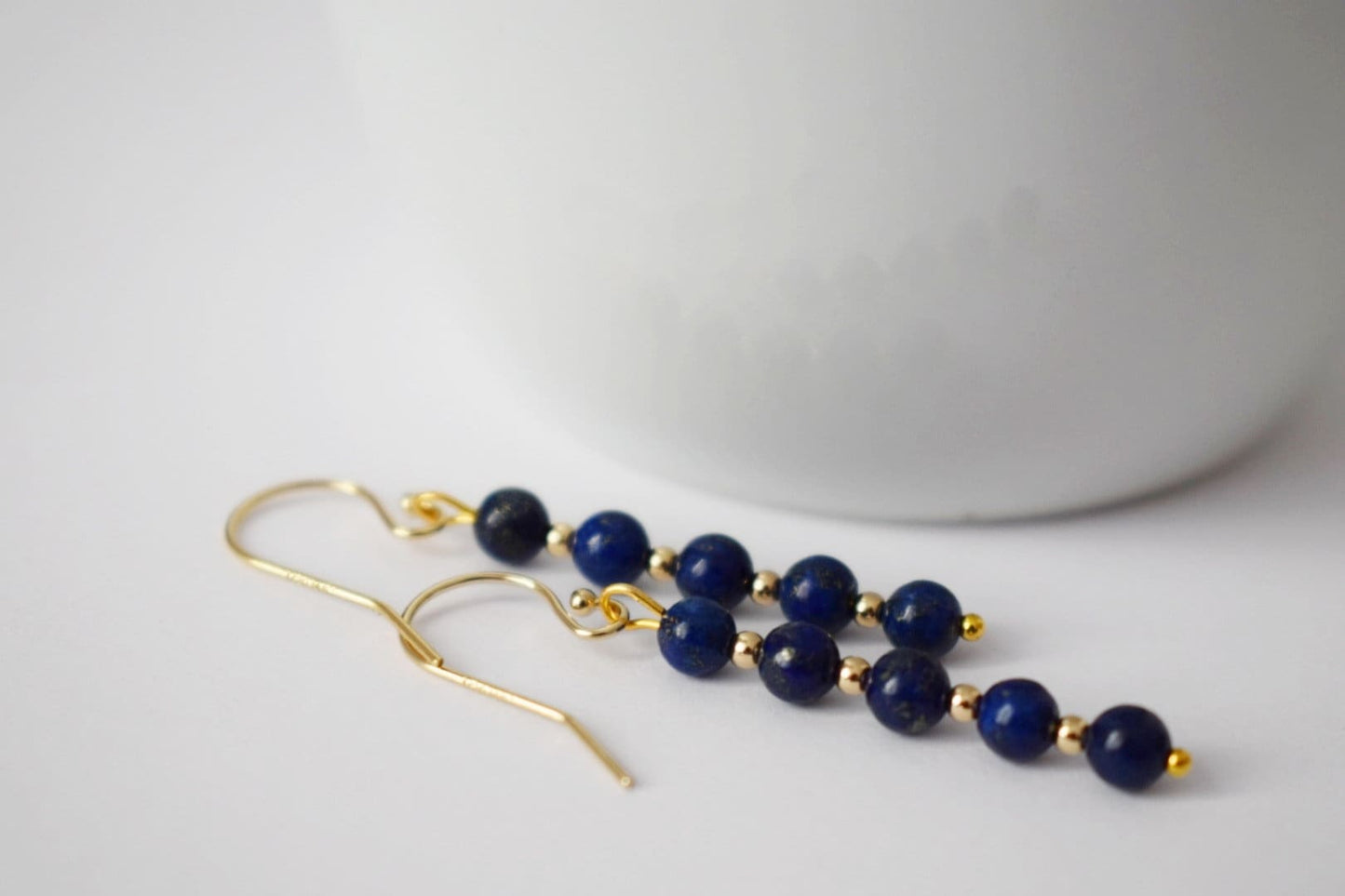 Lapis lazuli gold earrings, Lapis dangle earrings, Gemstone dainty earrings, Stone earrings, Dark Blue, Lapis lazuli jewelry, Gift for women