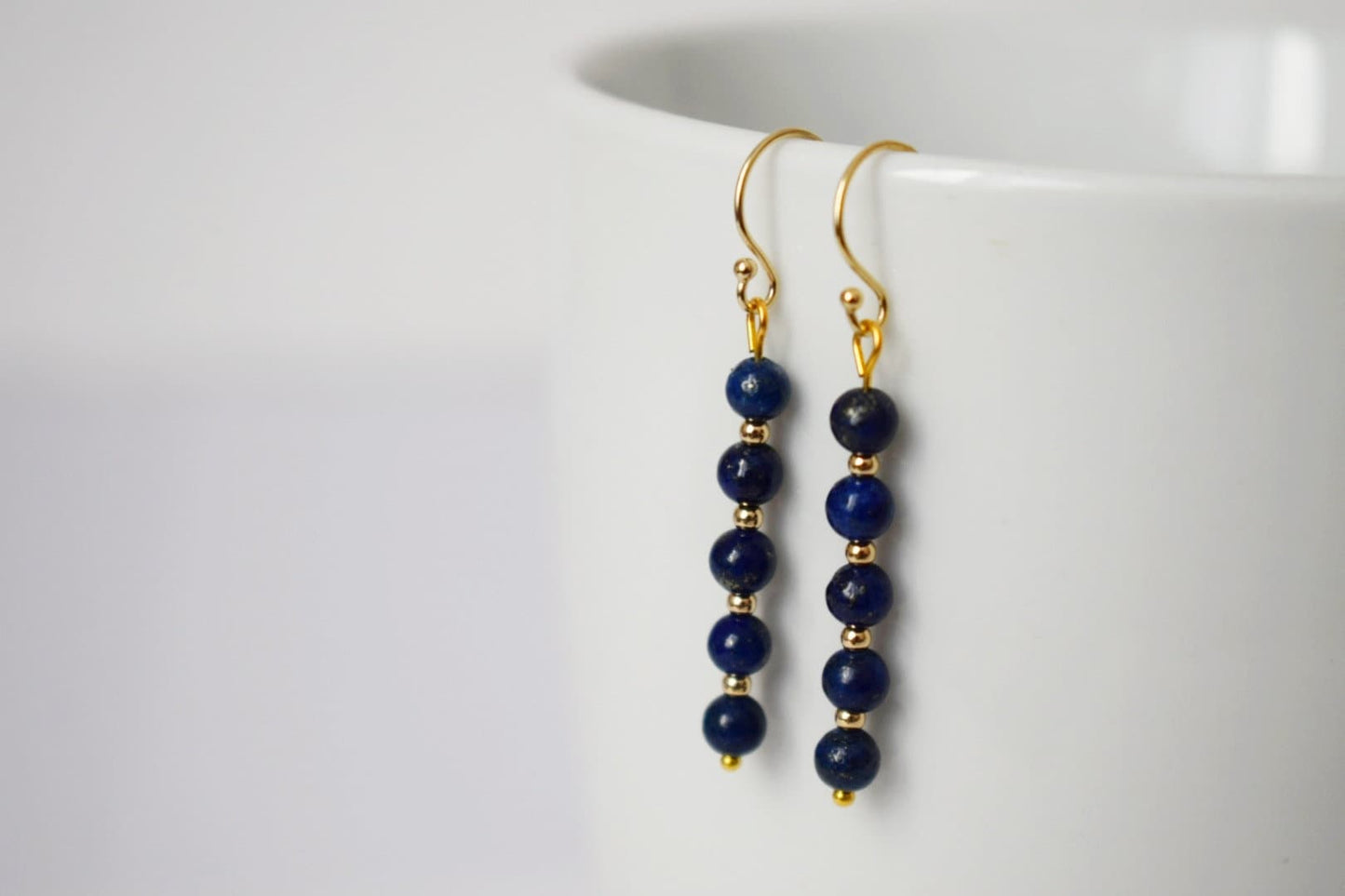 Lapis lazuli gold earrings, Lapis dangle earrings, Gemstone dainty earrings, Stone earrings, Dark Blue, Lapis lazuli jewelry, Gift for women