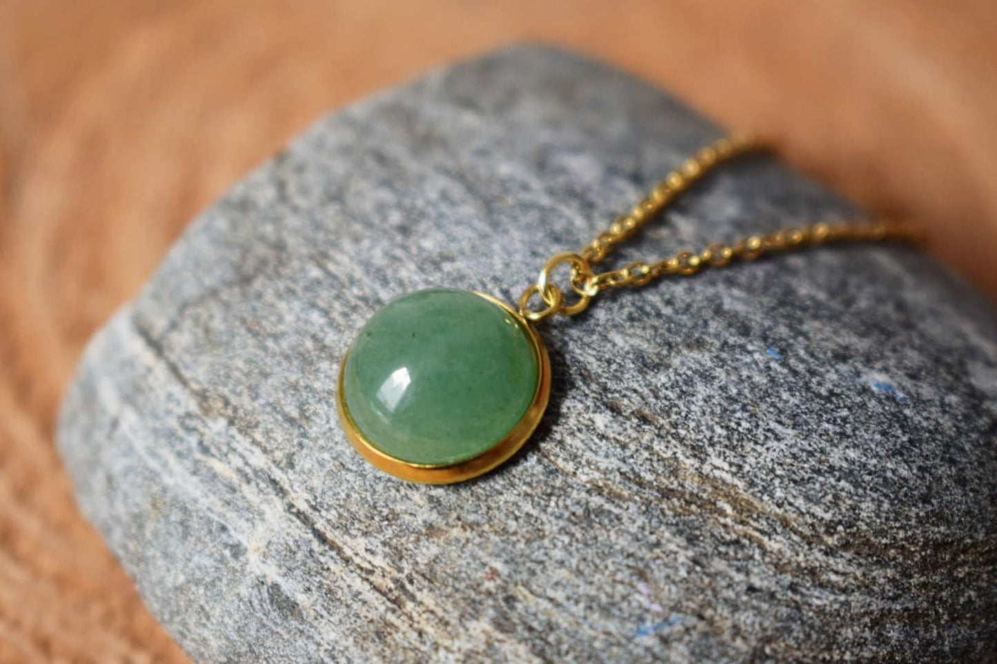 Green Aventurine Necklace Gold, Green Pendant Necklace, Green Aventurine Gold Pendant, Gemstone, Aventurine jewelry, Birthday Gift For Her