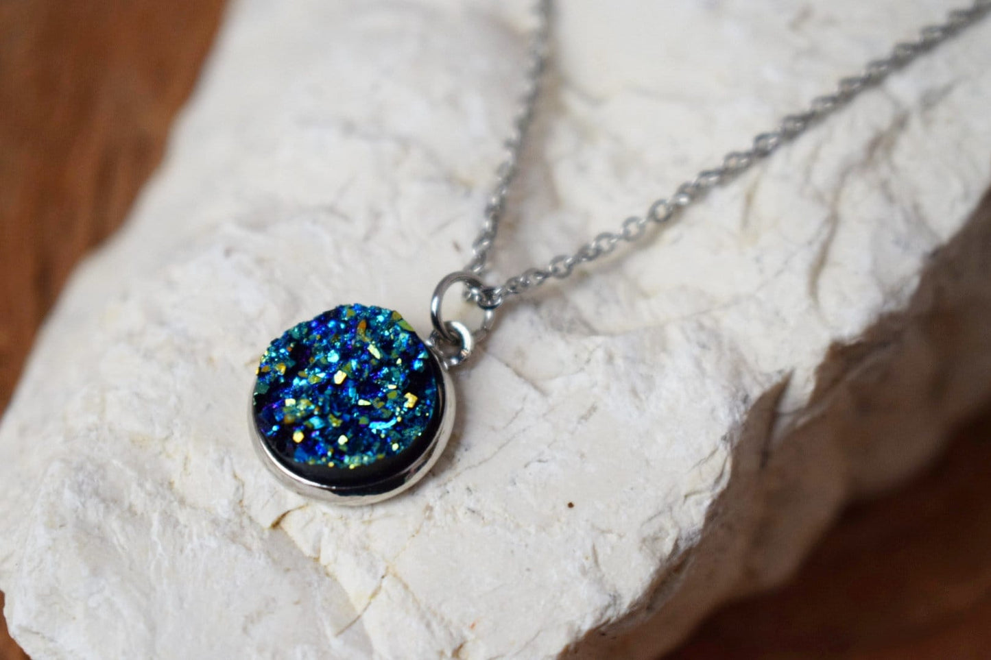 Sparkly Blue Druzy Dangle Earrings, Druzy Drop Silver Earrings, Faux Druzy, Drusy Leverbacks Earrings, Basic Earrings, Birthday Gift For Her