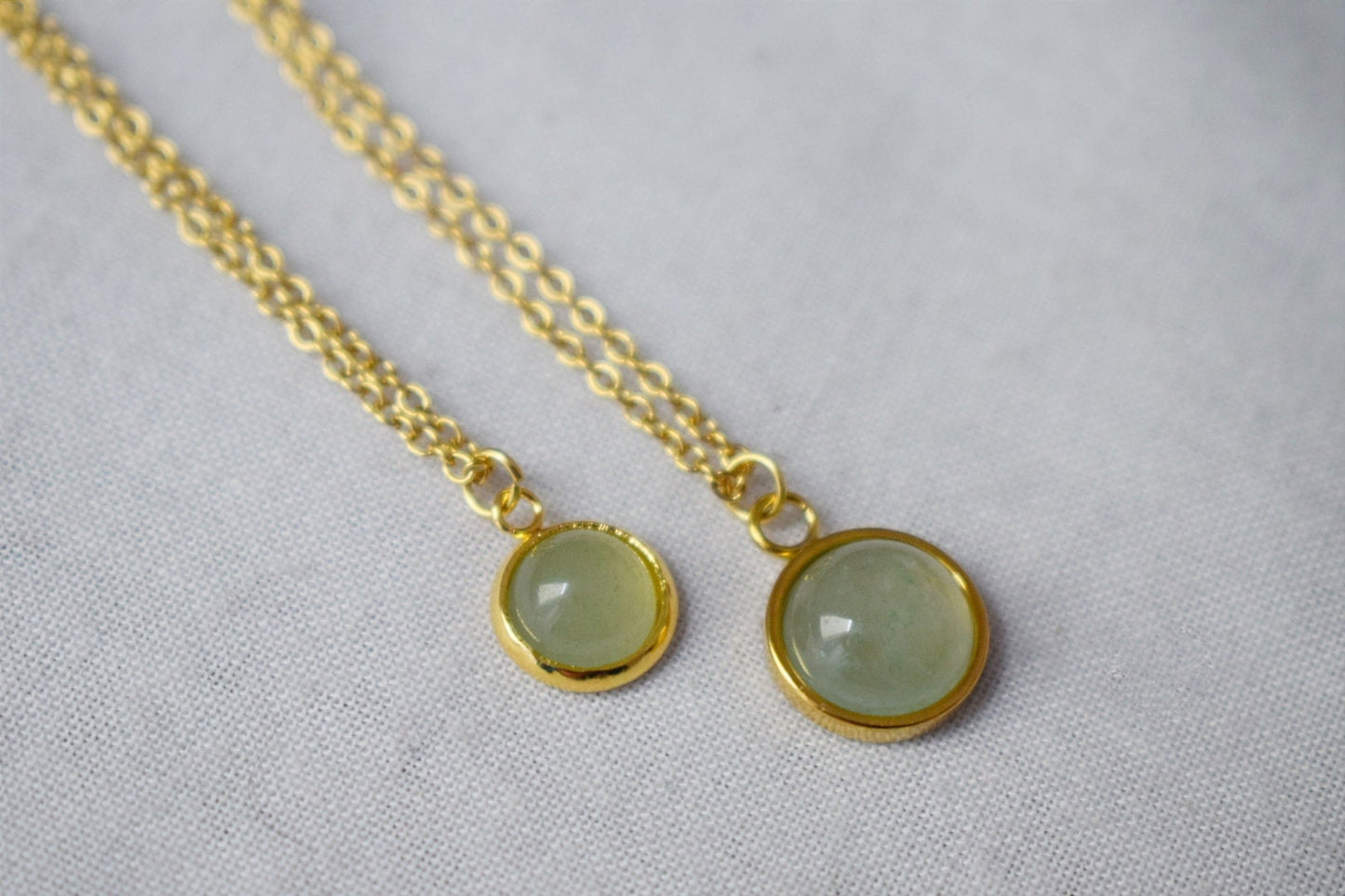 Necklace Green Aventurine, Small Gemstone Golden Pendant, Natural Stone Layered Necklace, 18k Gold Plated Jewelry, Elegant Gift For Her