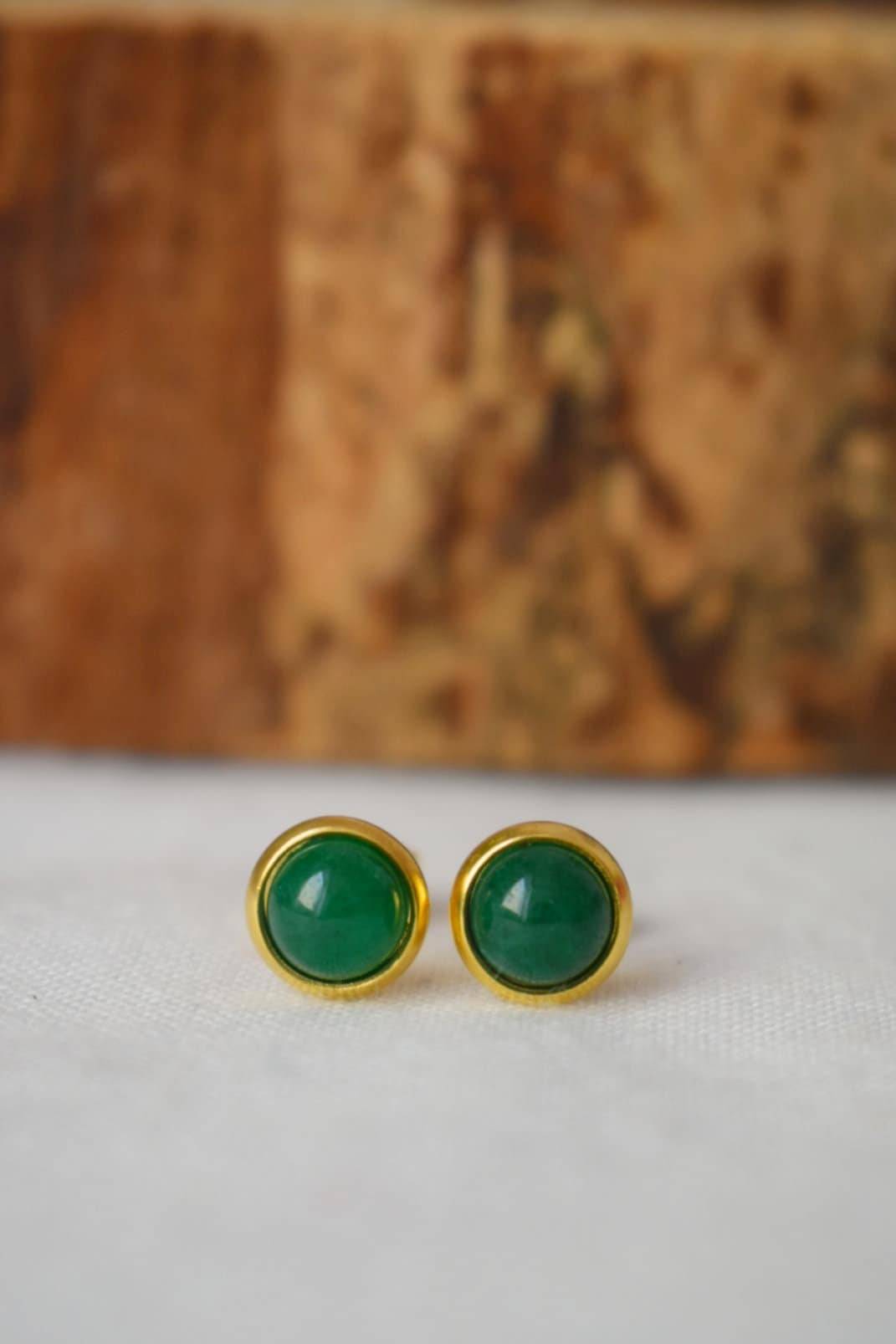 Mini Green jade stud earrings, Minimalist gemstone earrings, Small post earrings for women, Gift Jewelry for her