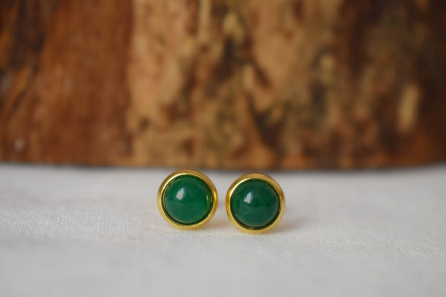 Mini Green jade stud earrings, Minimalist gemstone earrings, Small post earrings for women, Gift Jewelry for her
