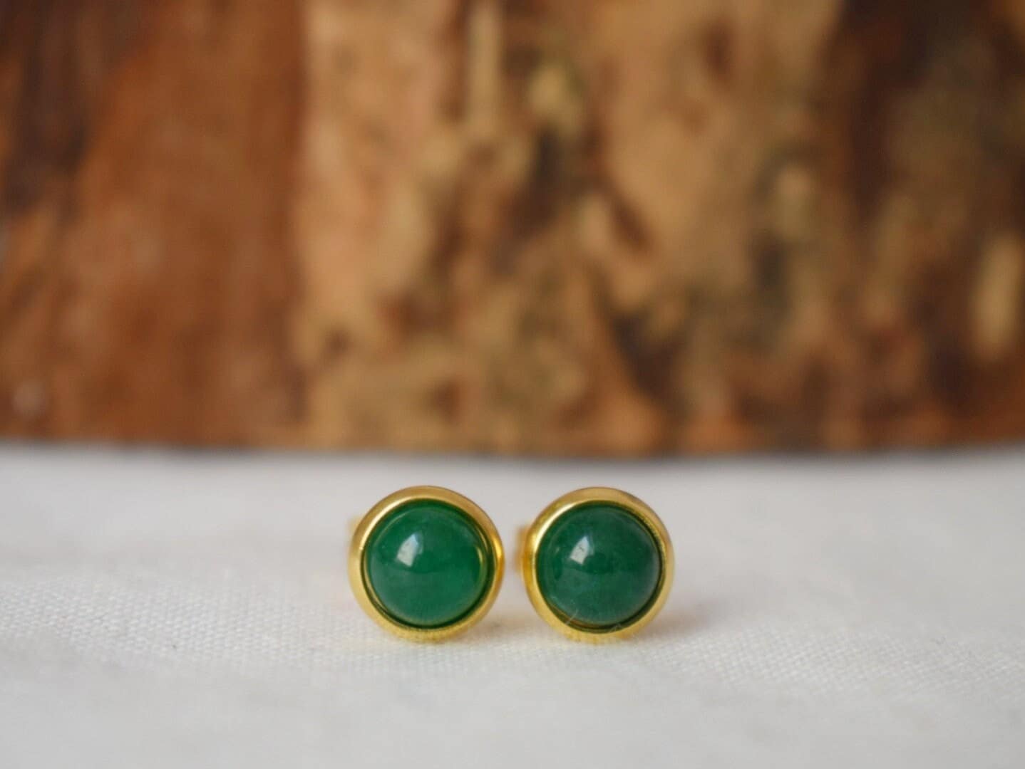 Mini Green jade stud earrings, Minimalist gemstone earrings, Small post earrings for women, Gift Jewelry for her