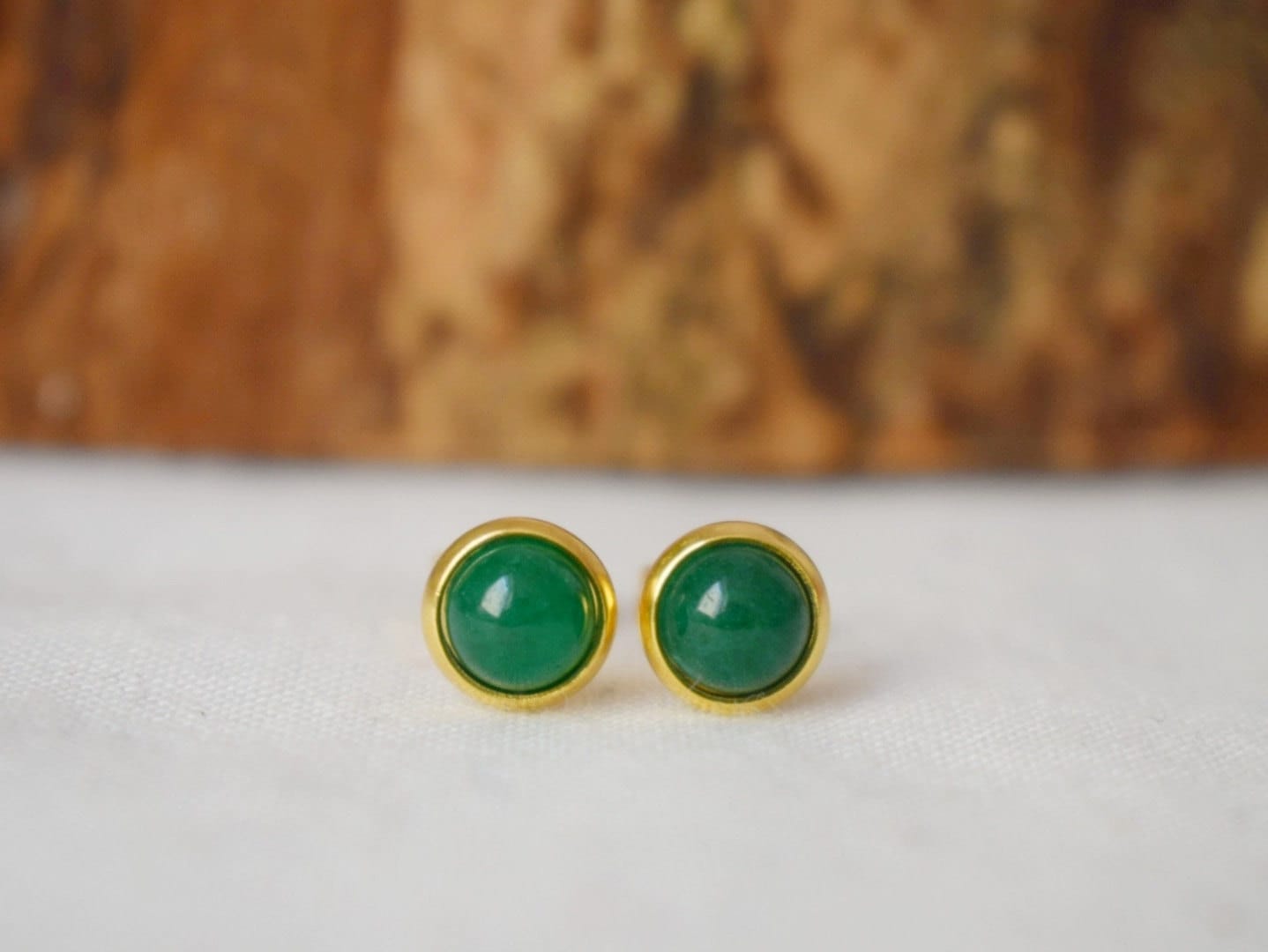 Mini Green jade stud earrings, Minimalist gemstone earrings, Small post earrings for women, Gift Jewelry for her