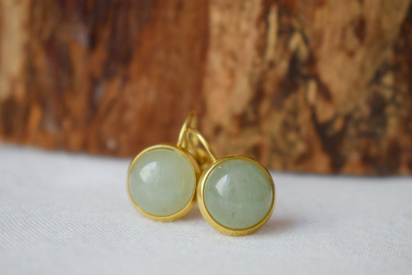 Aventurine dangle earrings gold, Green gemstone earrings, 10mm, Stone, Chakra, Hanging lever back earrings, Birthstone jewelry, Gift for her