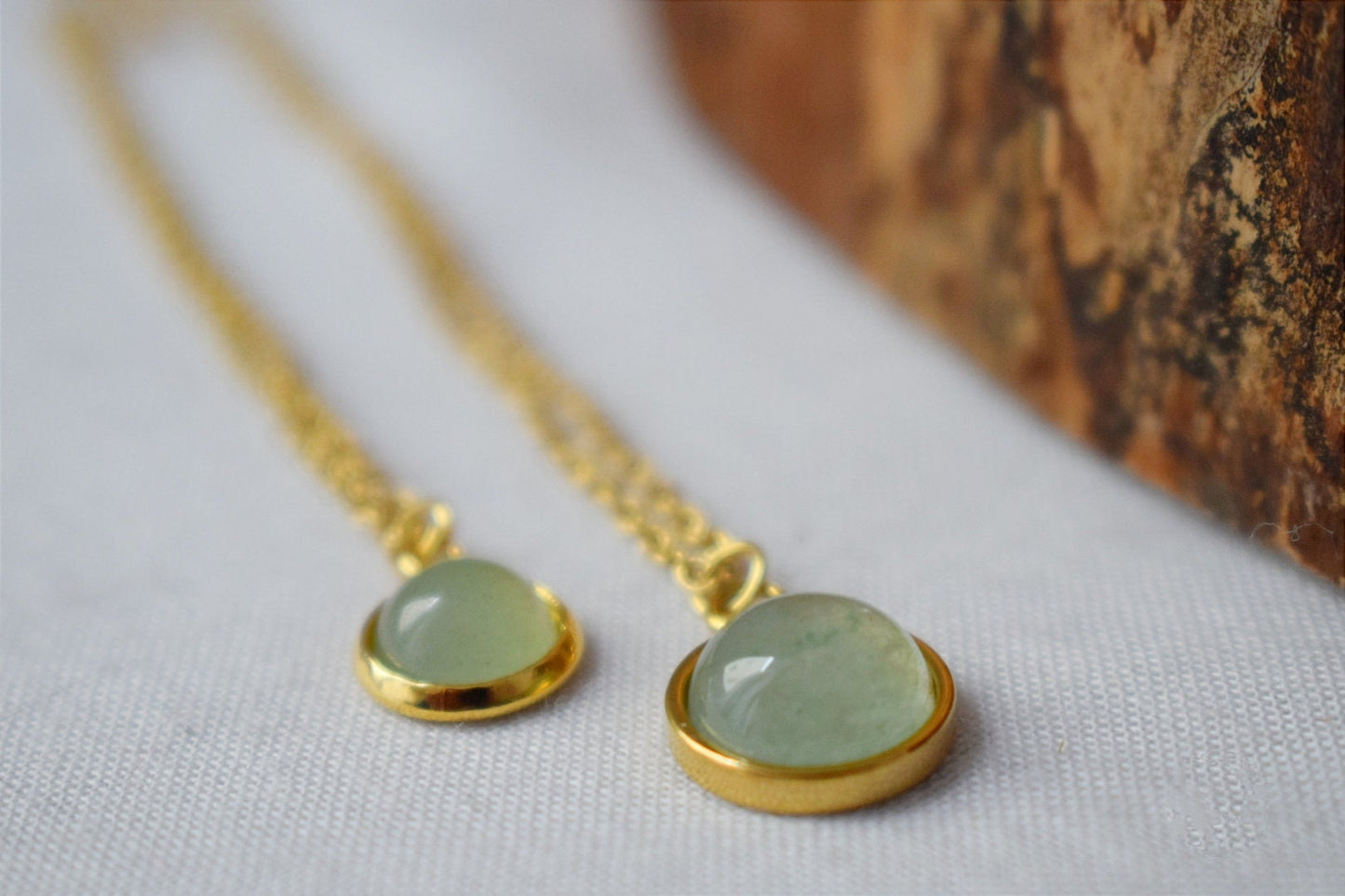 Necklace Green Aventurine, Small Gemstone Golden Pendant, Natural Stone Layered Necklace, 18k Gold Plated Jewelry, Elegant Gift For Her
