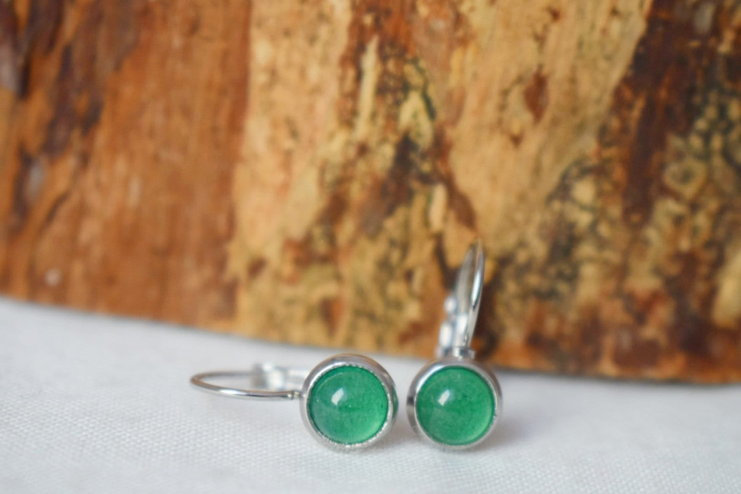 Small green aventurine hanging earrings silver, minimalist, 6mm gemstone earrings, aventurine jewelry, green dangle earrings, gift for her