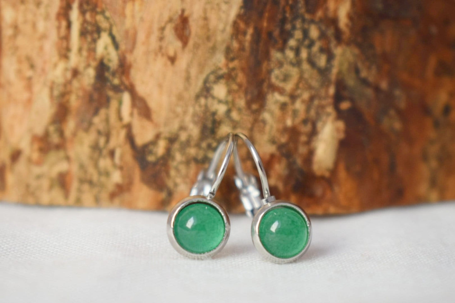 Small green aventurine hanging earrings silver, minimalist, 6mm gemstone earrings, aventurine jewelry, green dangle earrings, gift for her