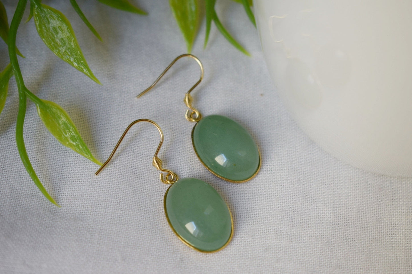 Aventurine earrings dangle gold oval for women, Gemstone green aventurine earrings, Long hanging stone earrings, Aventurine jewelry, Gift