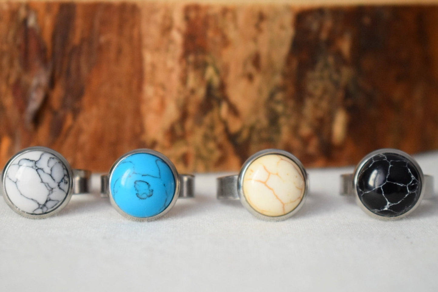 Turquoise ring women, Statement stone ring, Round blue gemstone everyday ring, Adjustable blue ring, Handmade jewelry, Gift for her