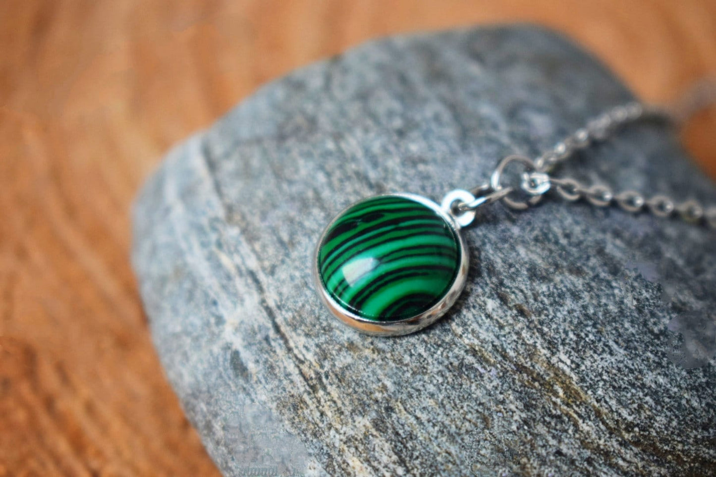 Malachite Dangle Earrings, 12mm Round Gemstone Stainless Steel Lever Back Earrings, Lightweight Jewelry, Best handmade gift for her