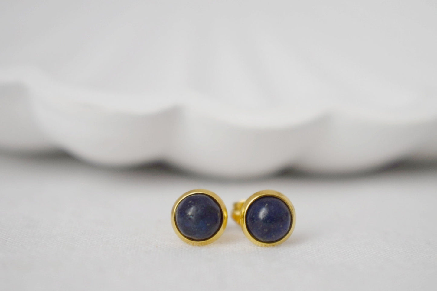 Mini Lapis Stud Earrings Gold, Small Blue Lapis Lazuli Earrings, Handmade Minimalist Jewelry, September Birthstone Studs, Gift for her